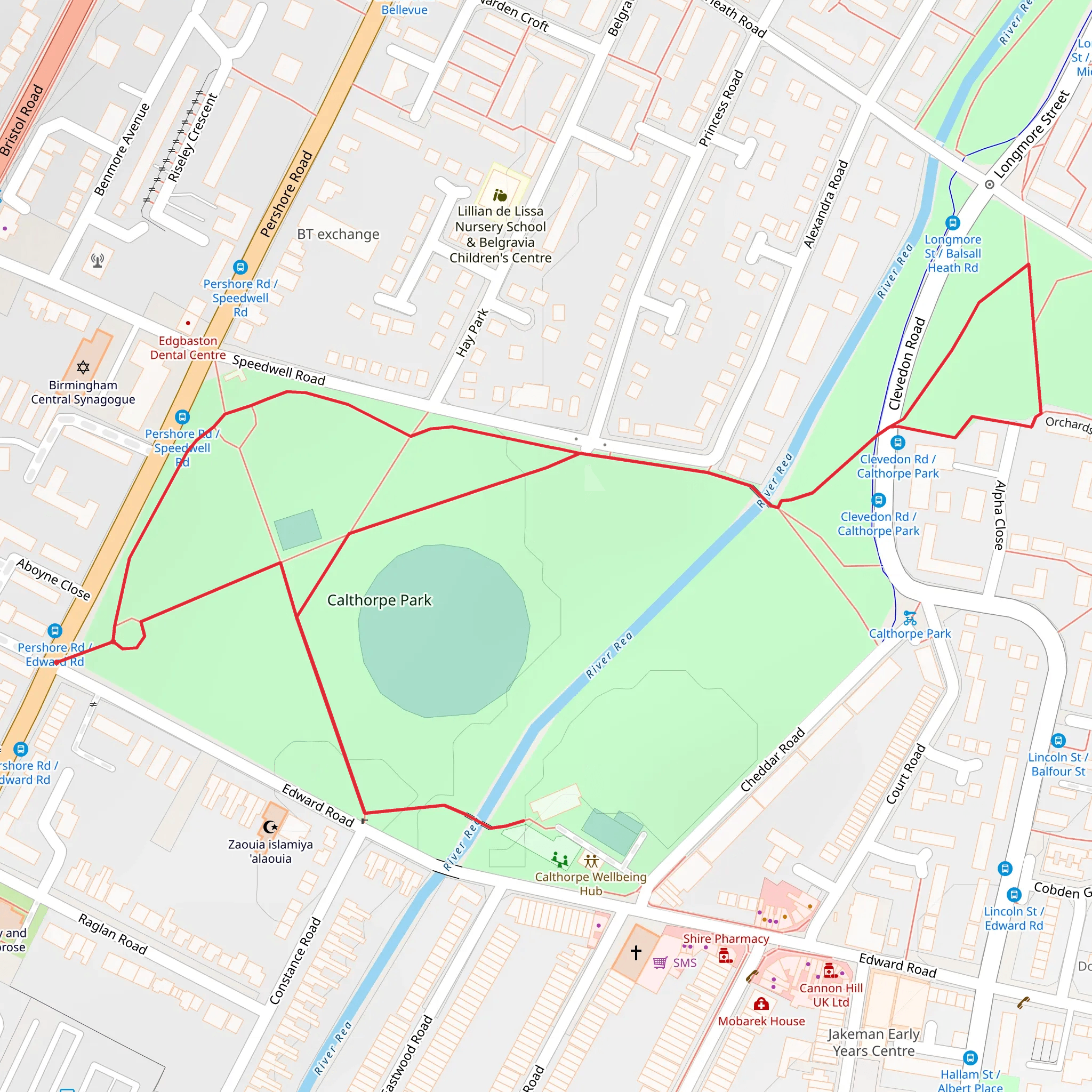 Calthorpe Park Loop mobile static map
