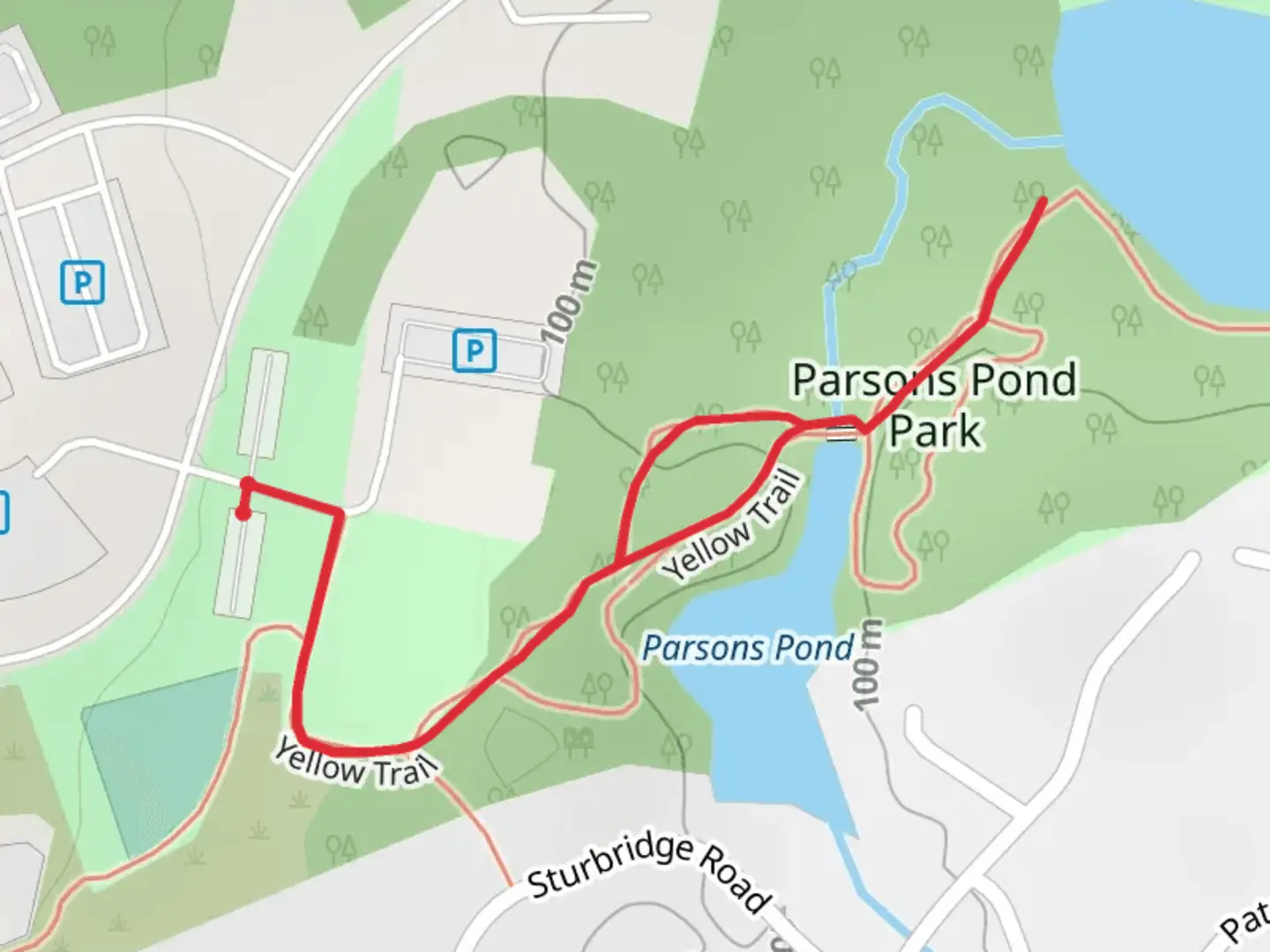 An image depicting the trail Parsons Pond Park Walk and its surrounding area.