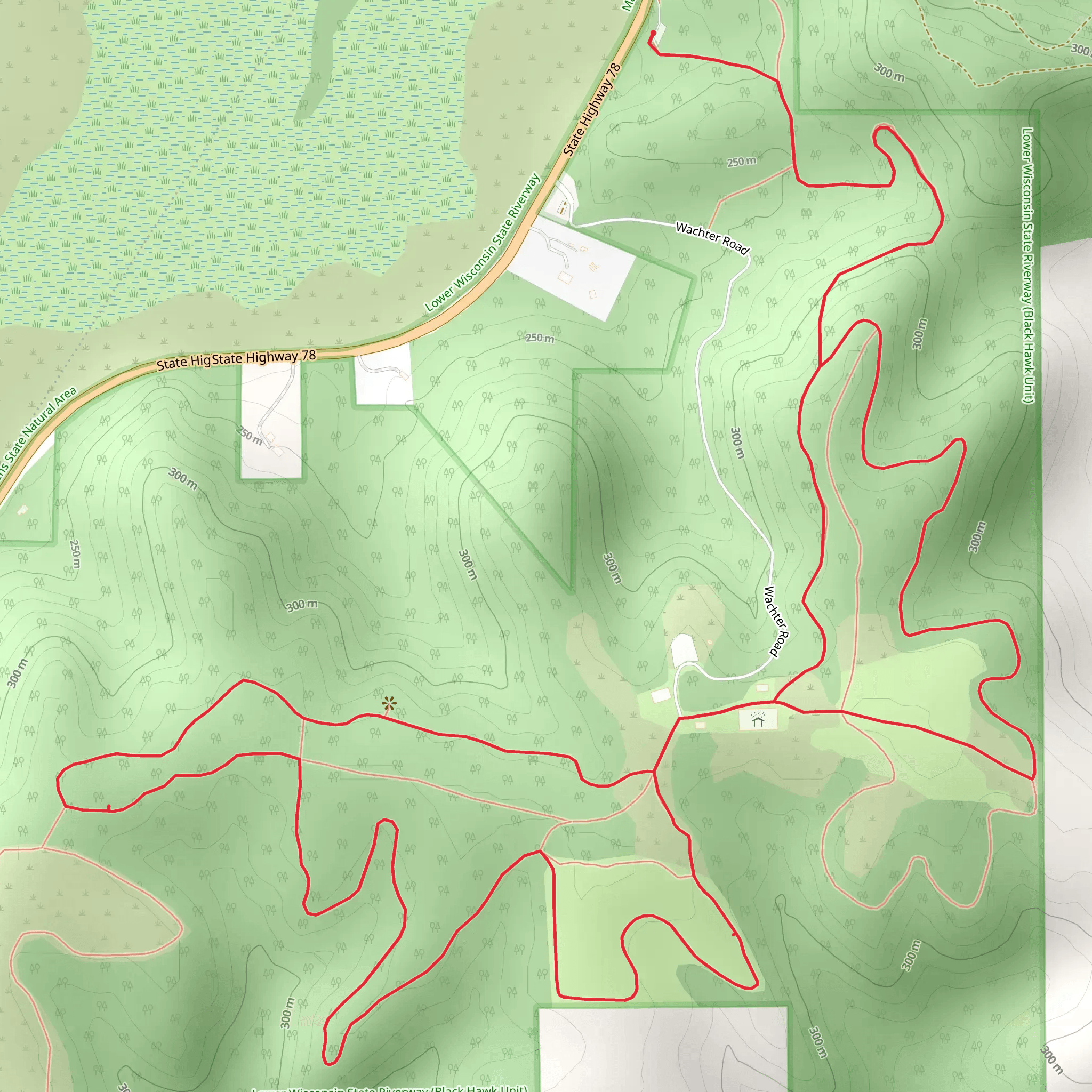 Lower Wisconsin State Riverway Loop - Black Hawk Unit mobile static map