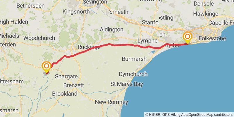 Royal Military Canal Path stage 2 Map