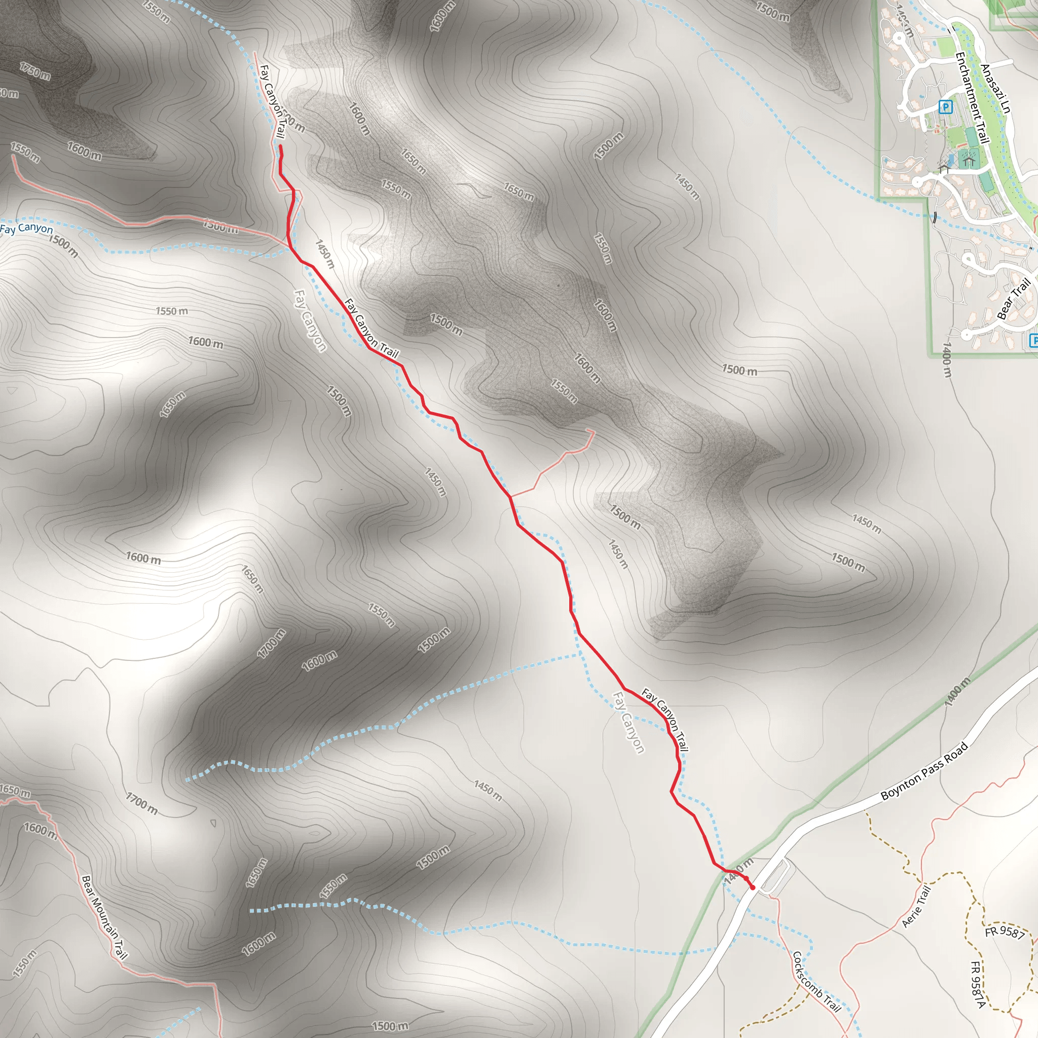 Fay Canyon Trail mobile static map