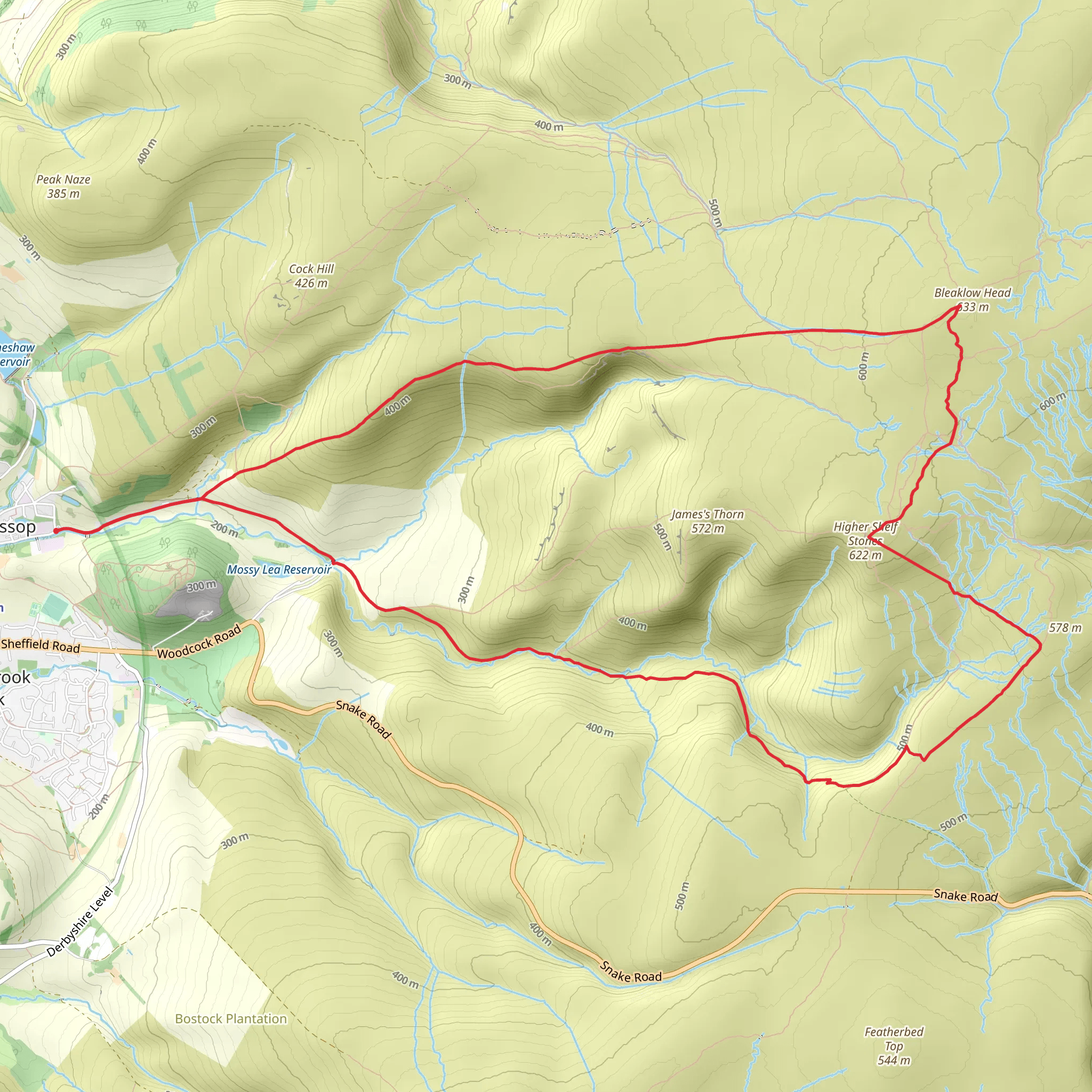 Bleaklow from Old Glossop mobile static map