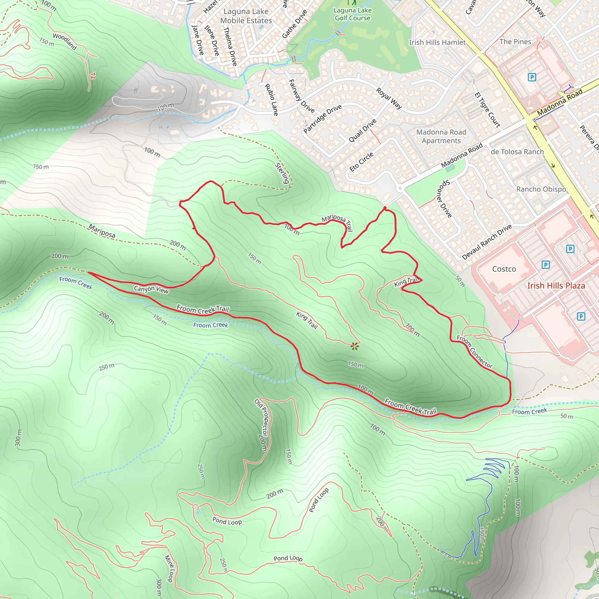 Mariposa, Canyon View and Froom Creek Loop Trail mobile static map
