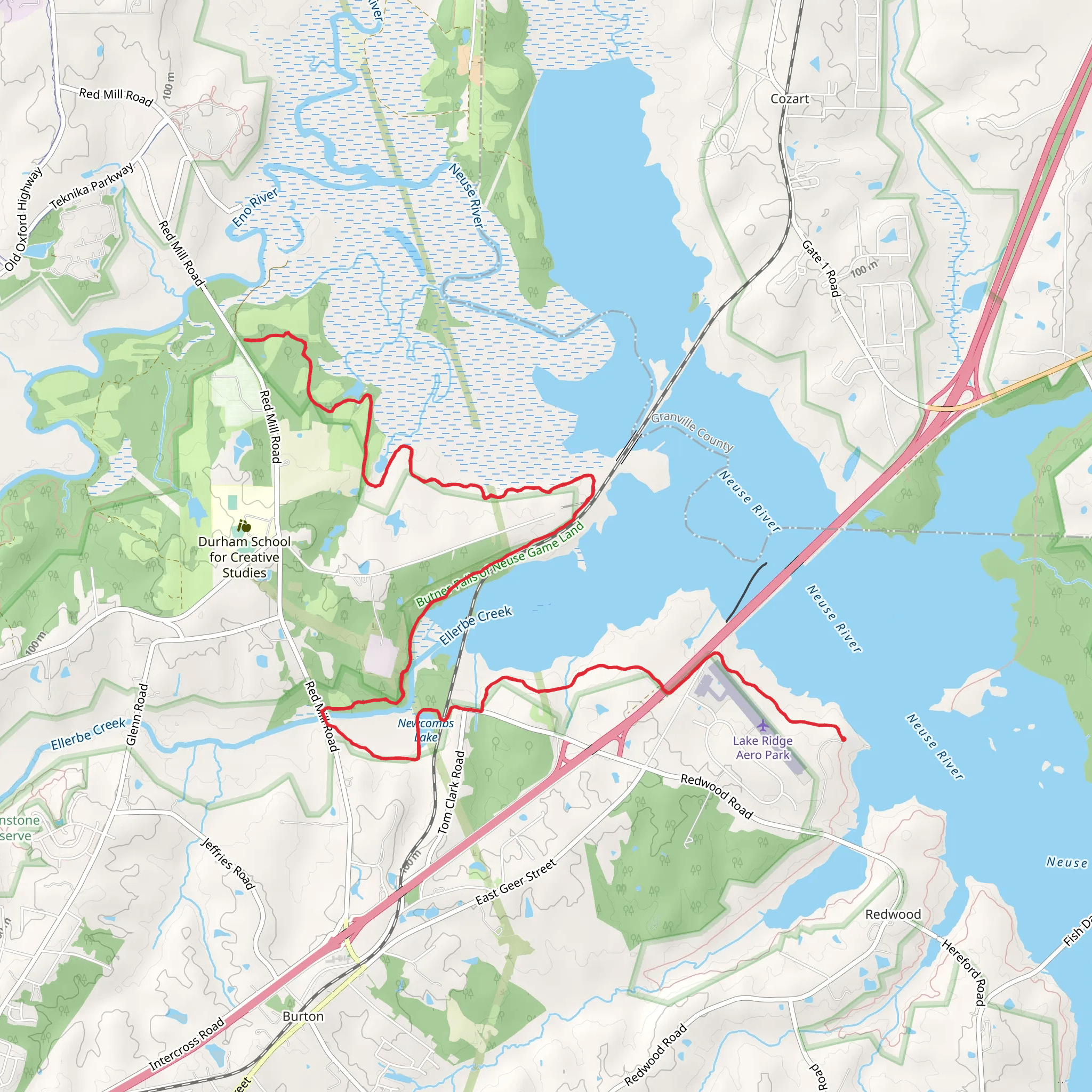 Falls Lake Trail from Lake Ridge Aero Park mobile static map
