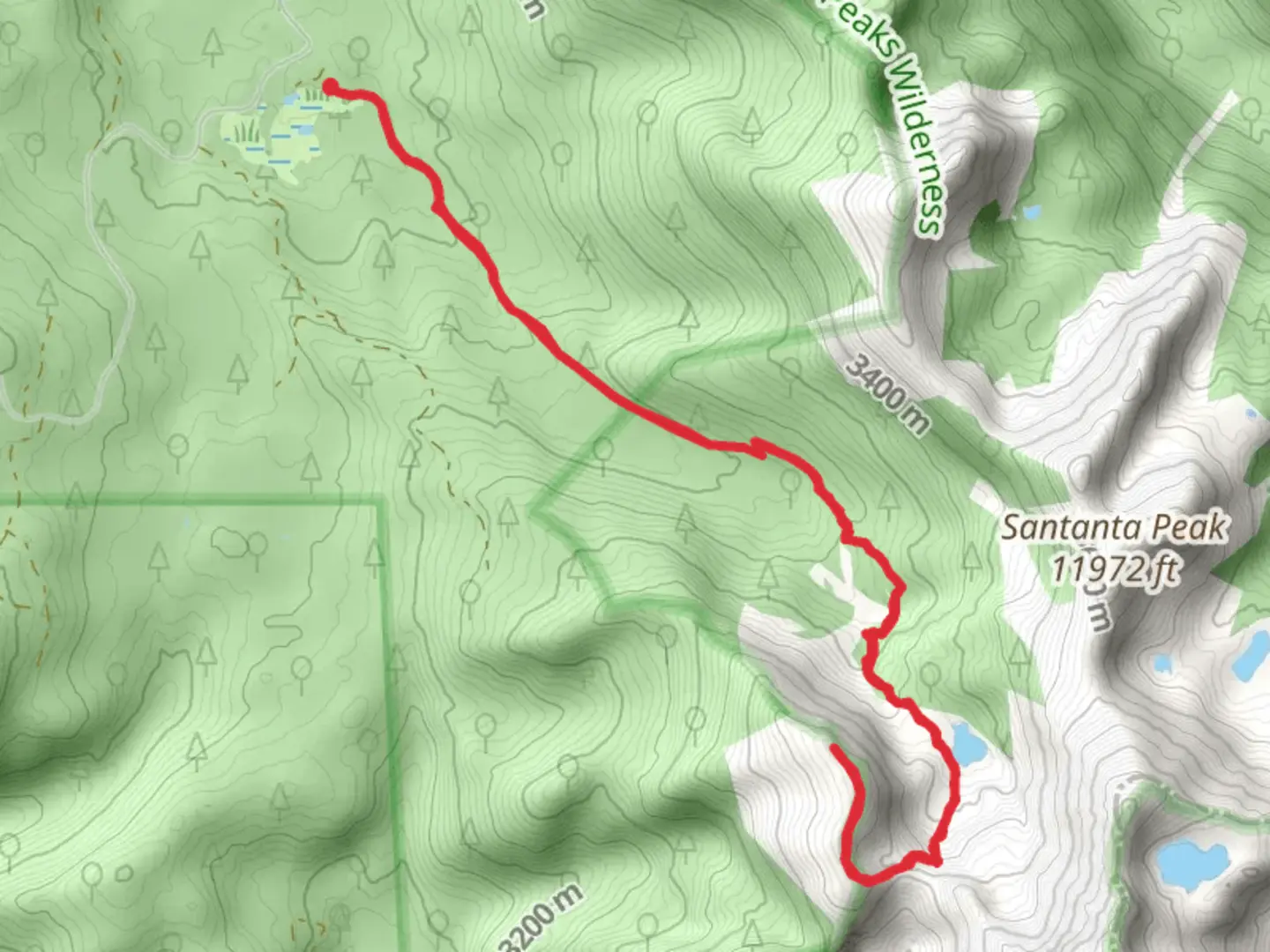 An image depicting the trail Columbine Lake Overlook via Caribou Pass Trail and its surrounding area.