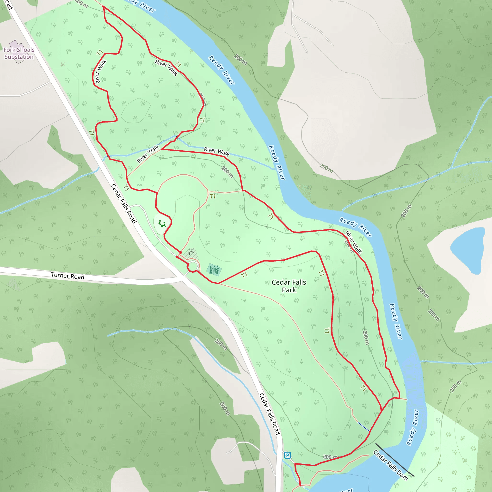 Cedar Falls Park Loop mobile static map