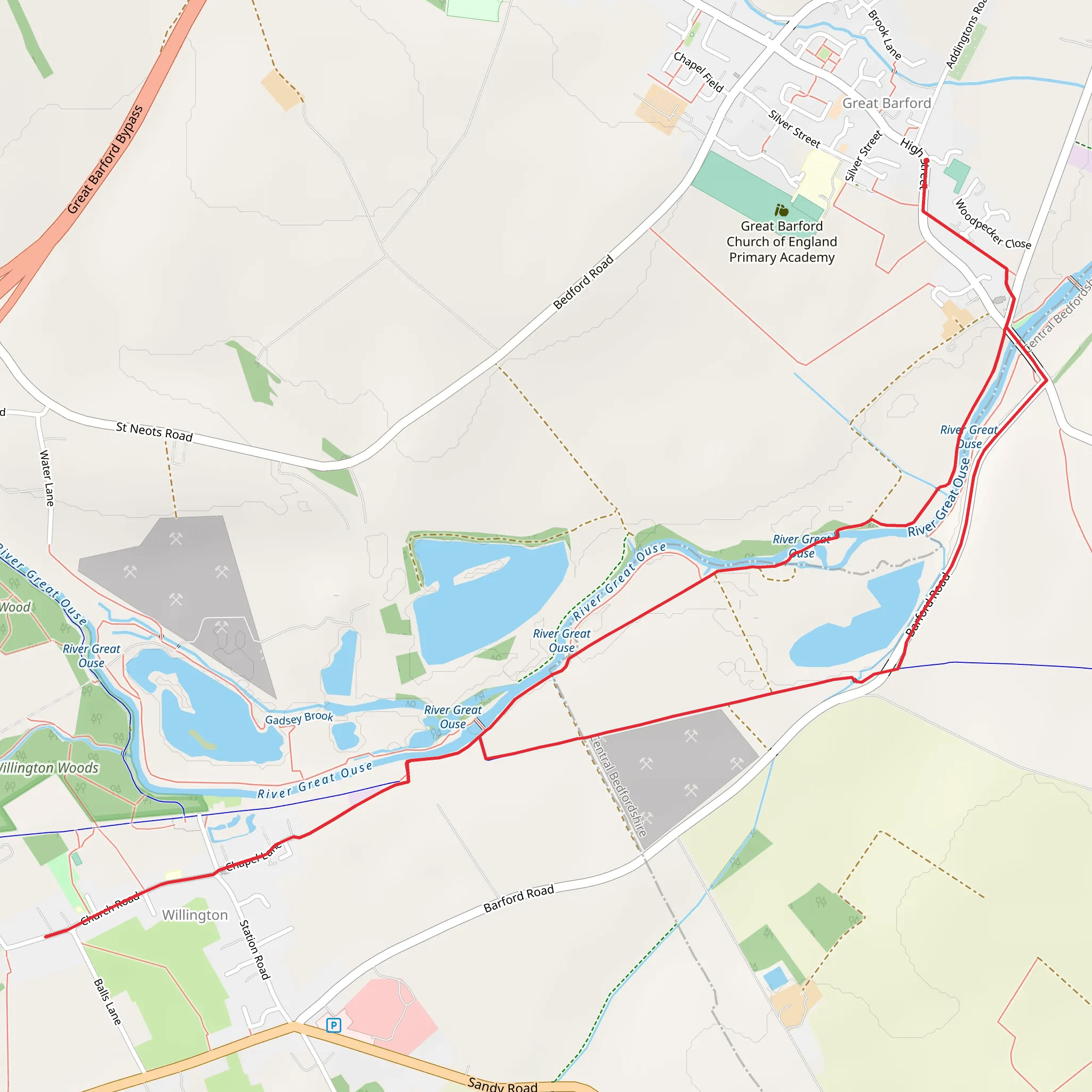Great Barford Walk mobile static map