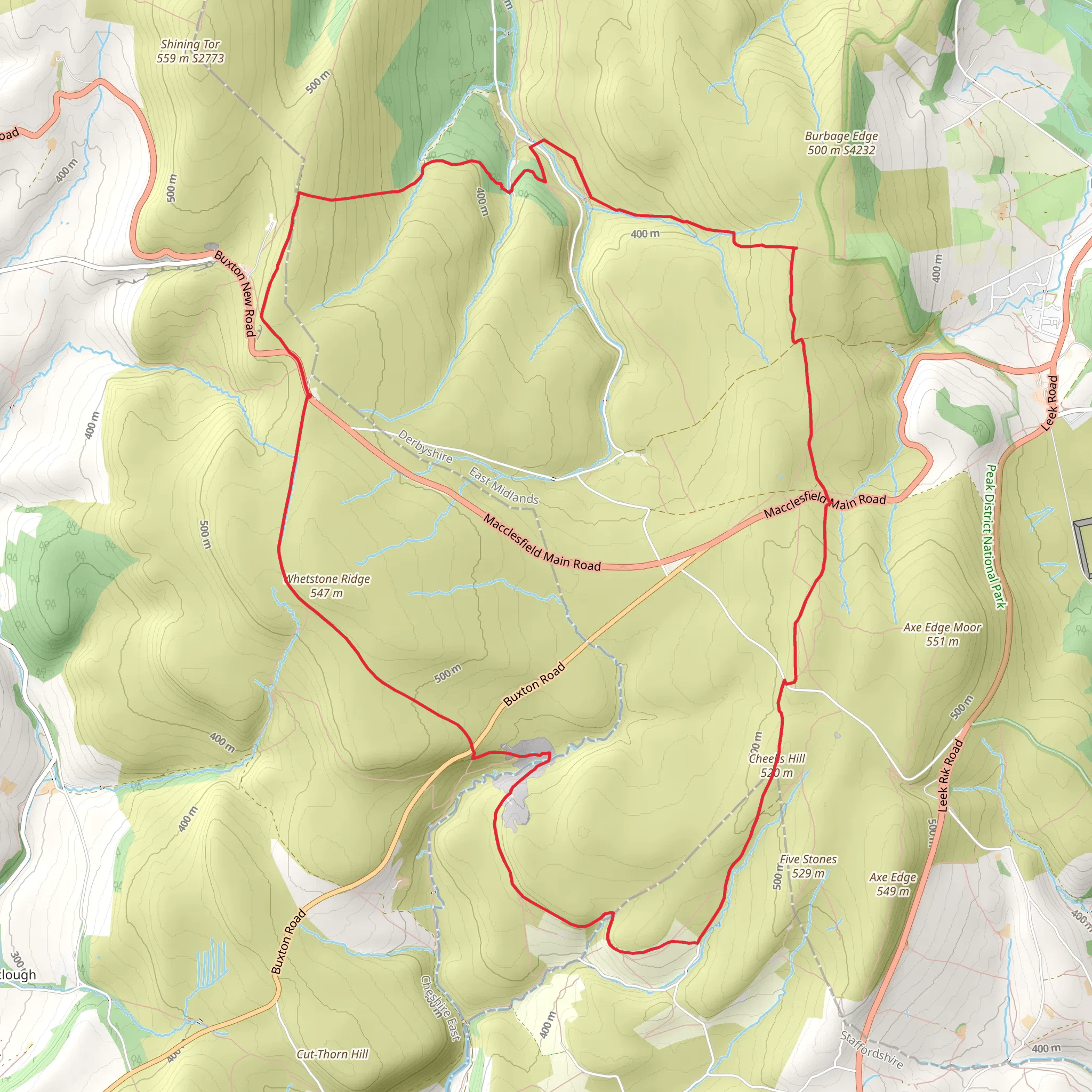 Shining Tor and Axe Edge Moor mobile static map