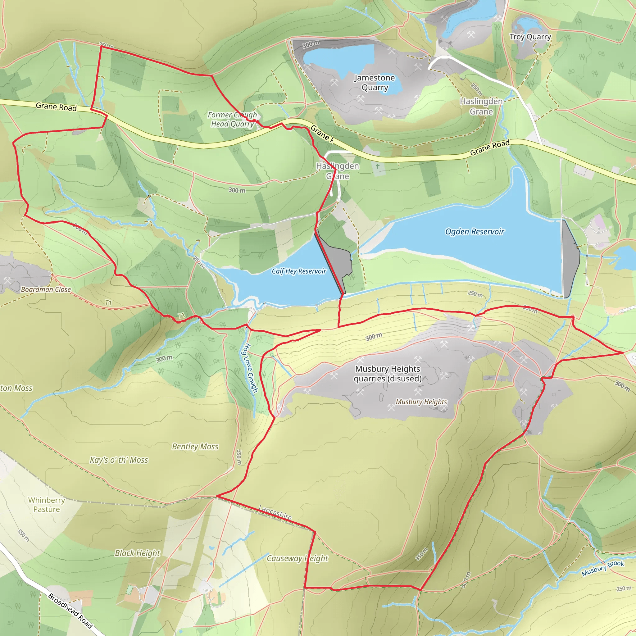 Calf Hey Reservoir and Ogden Reservoirs and Haslingden Moor Loop mobile static map