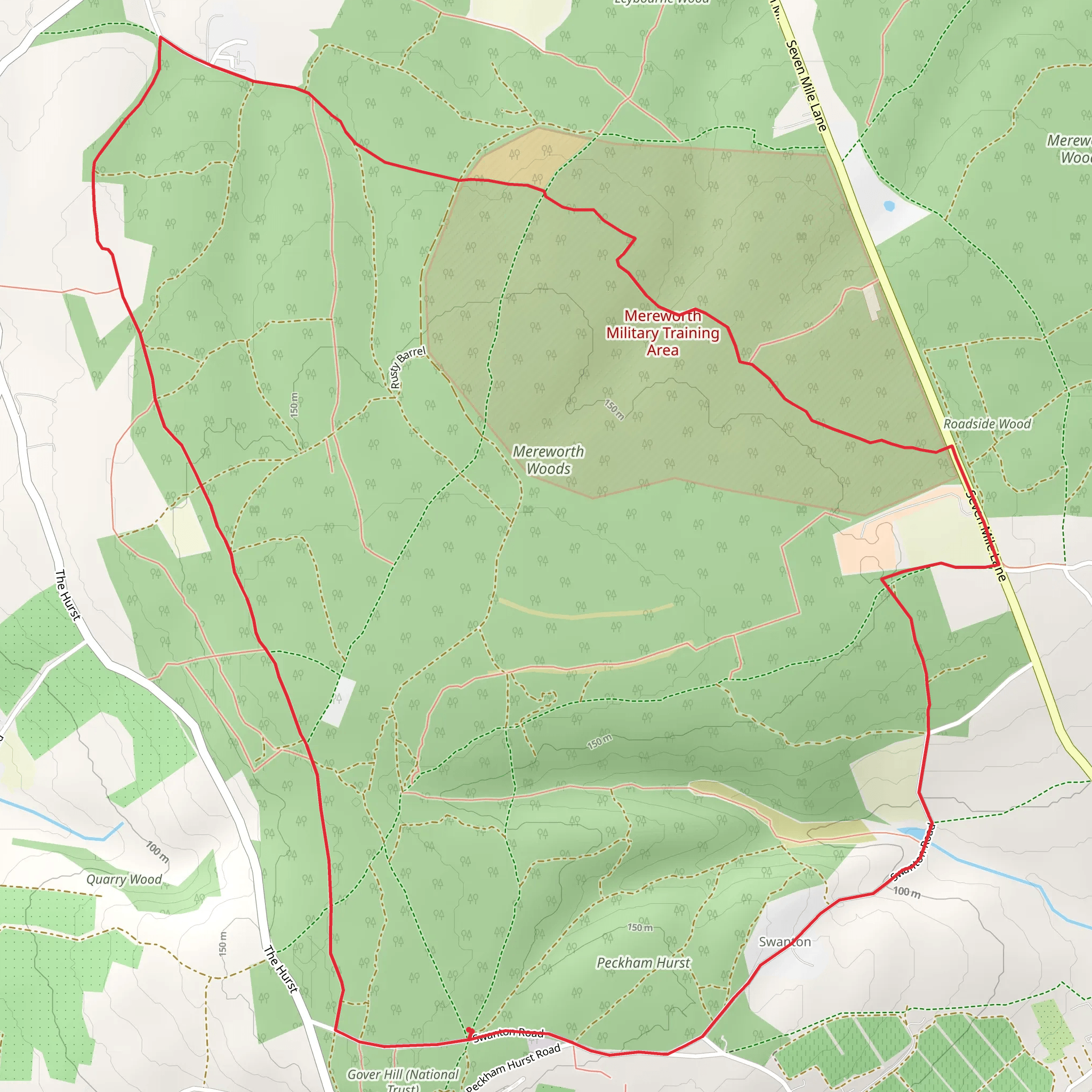 Mereworth Woods Loop Walk mobile static map