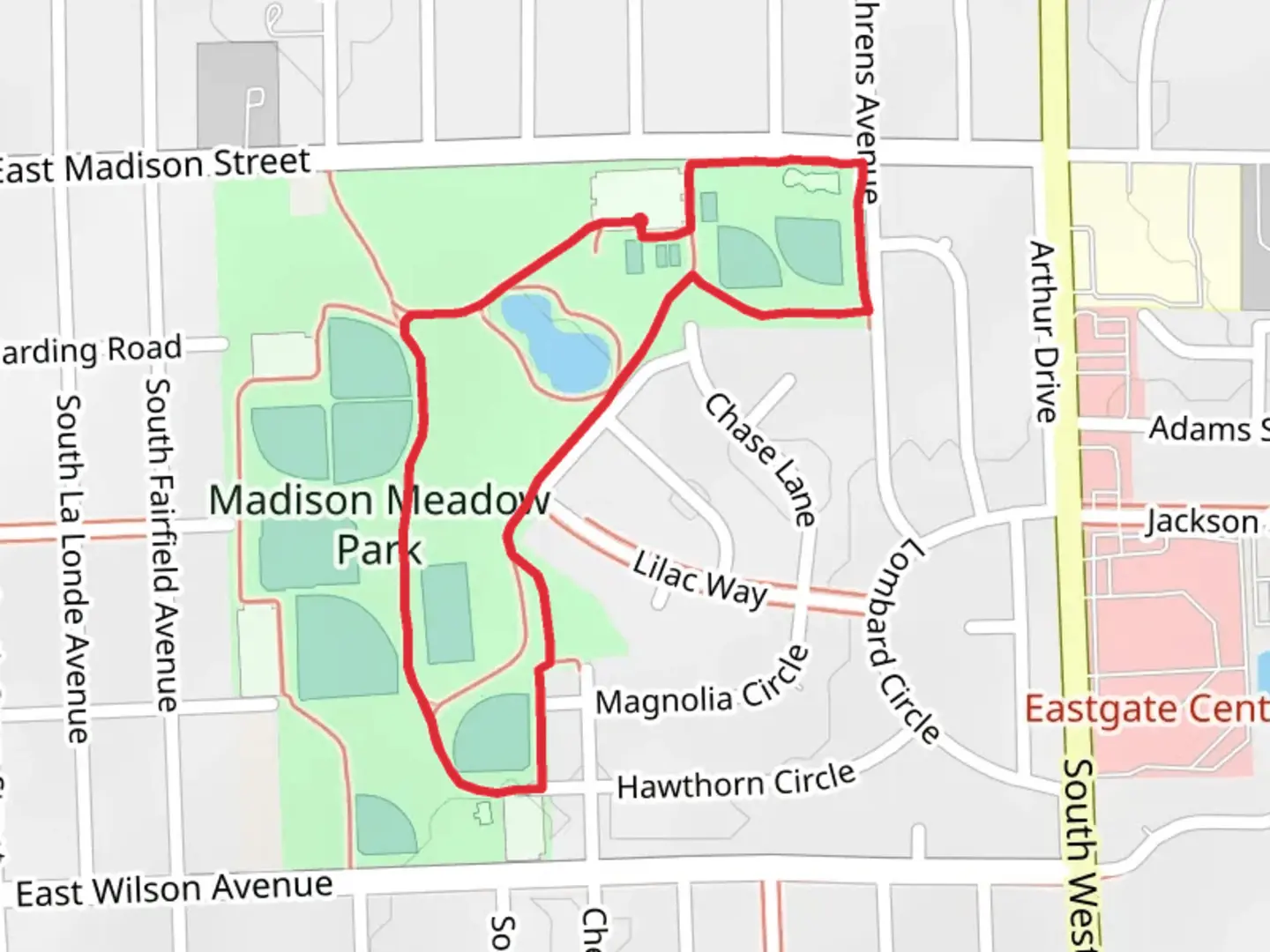 An image depicting the trail Madison Meadow Park Loop and its surrounding area.