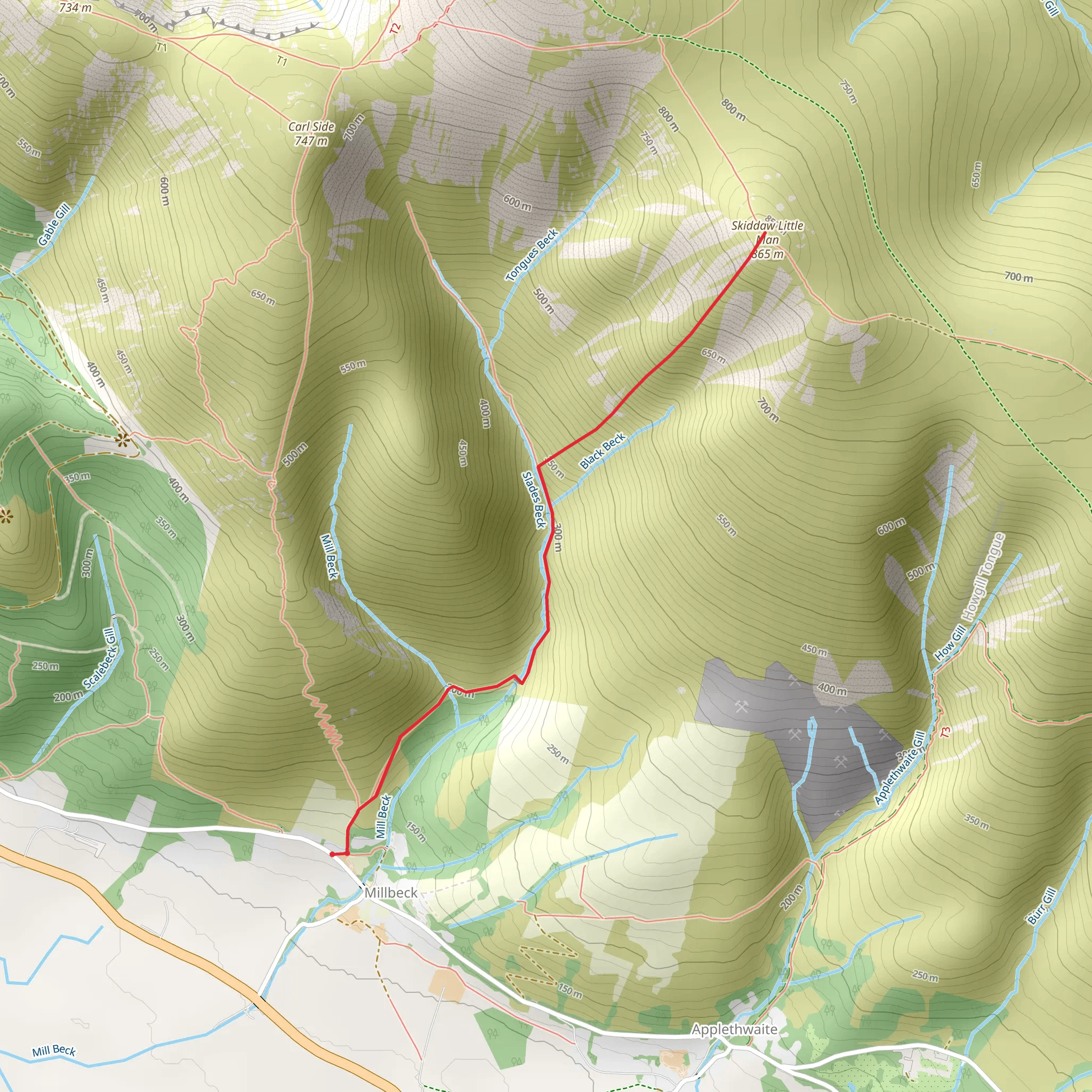 Skiddaw Little Man mobile static map