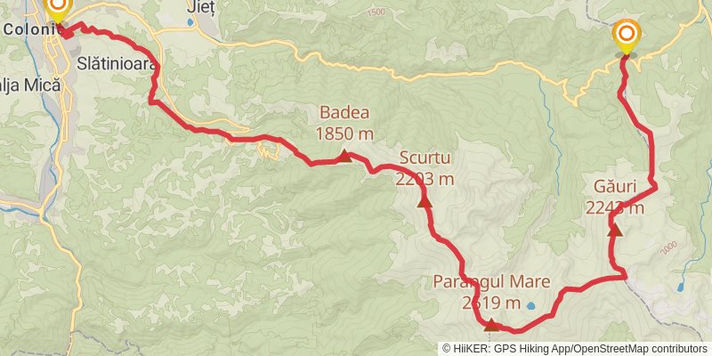 Trans Carpathian Hike alt 3 Map