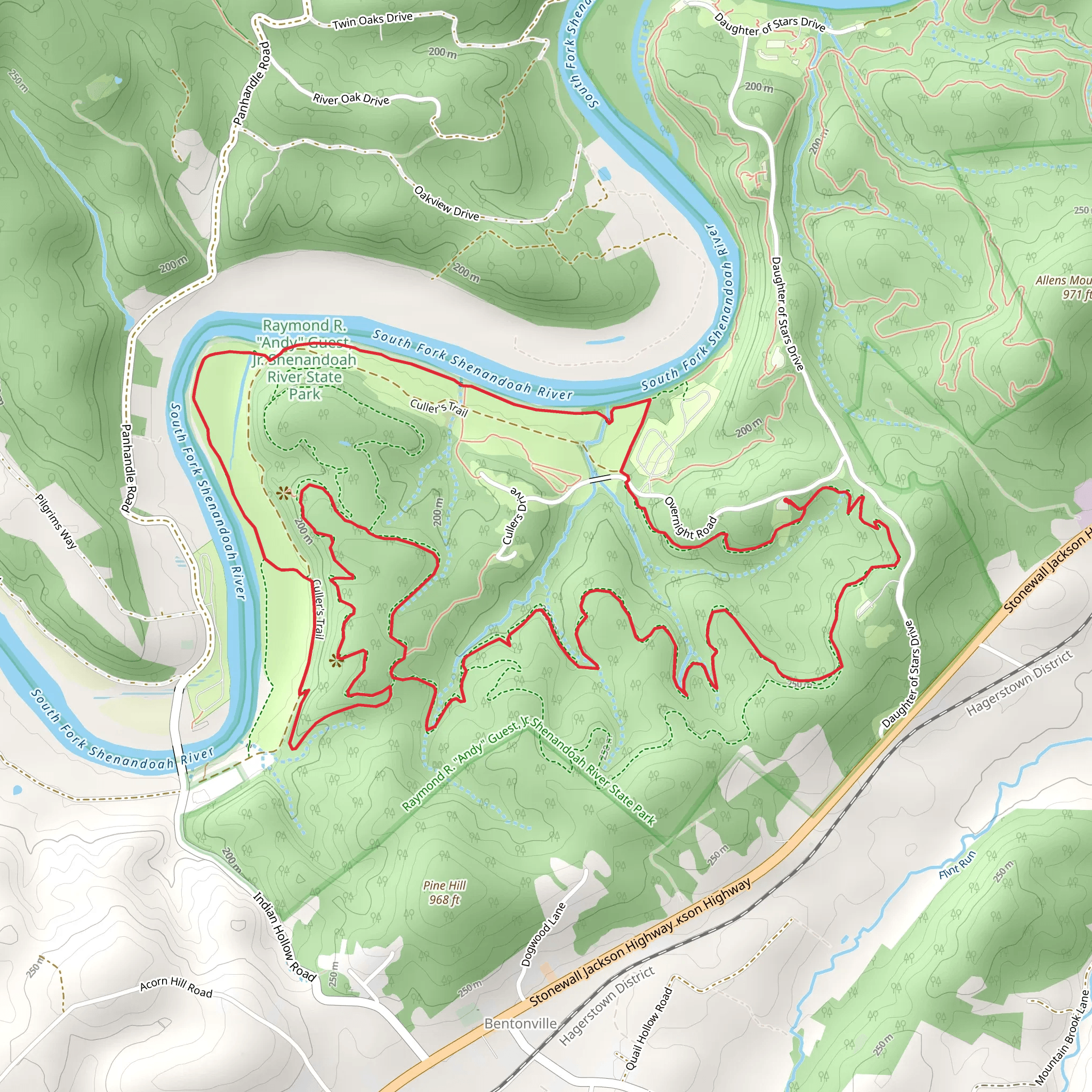 Bear Bottom Loop Trail and South Fork Shenandoah River Loop Trail mobile static map
