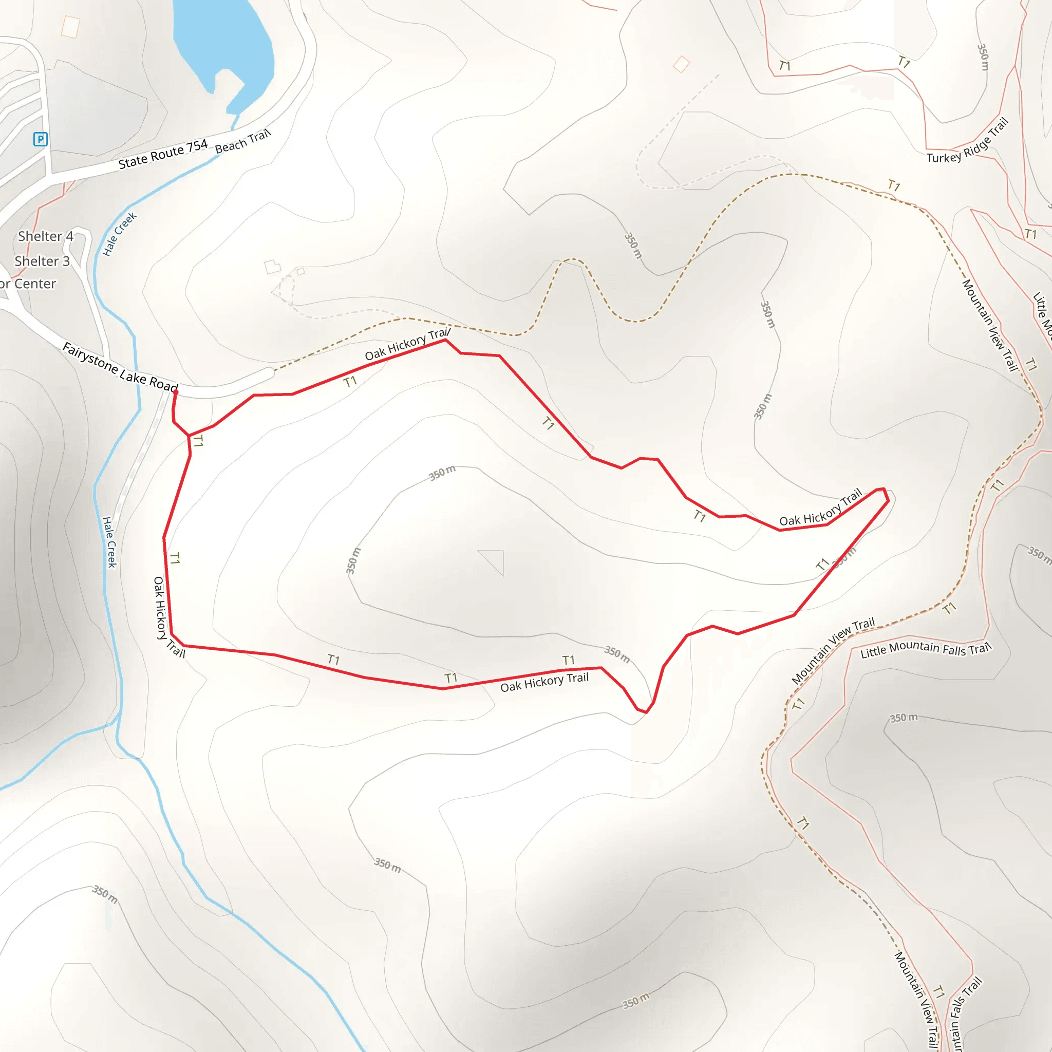 Oak Hickory Loop Trail mobile static map