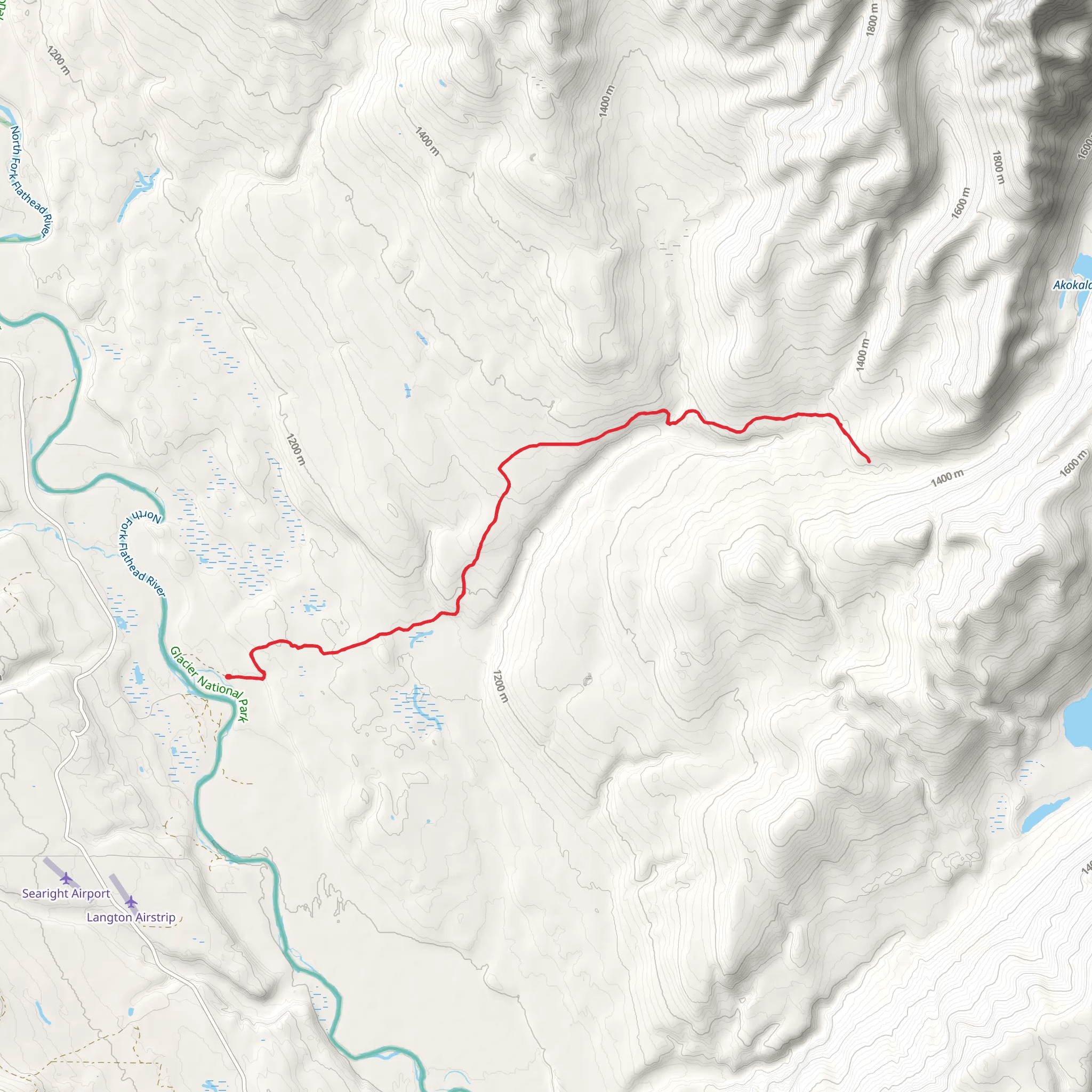 Akokala Creek Trail mobile static map