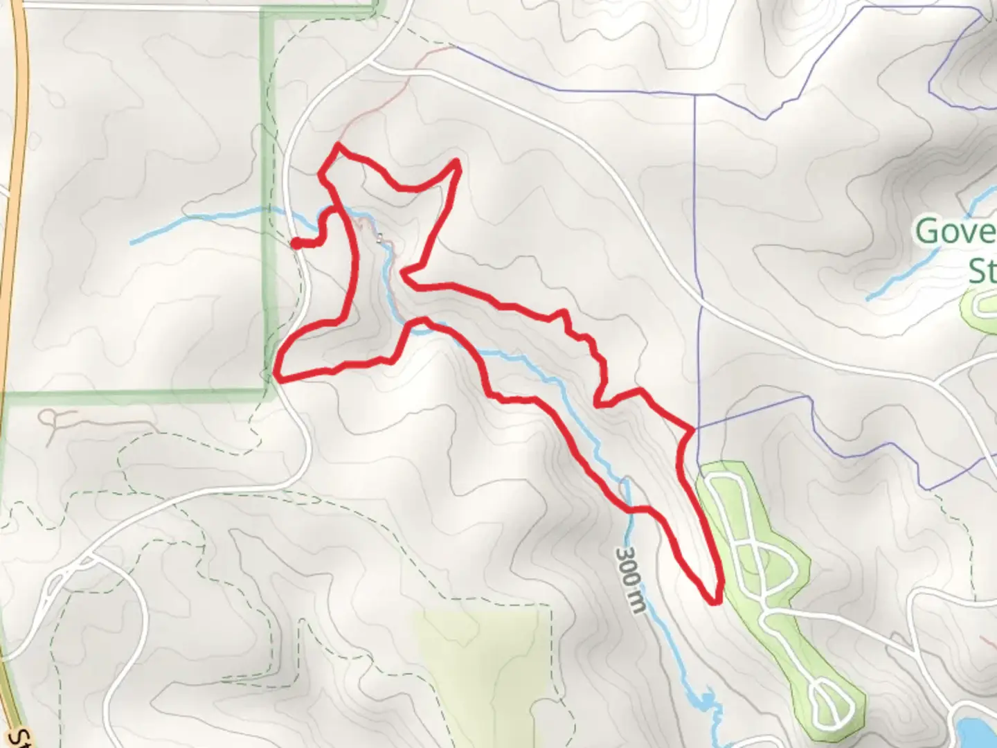An image depicting the trail Lost Canyon and Stephens Falls Loop Trail and its surrounding area.