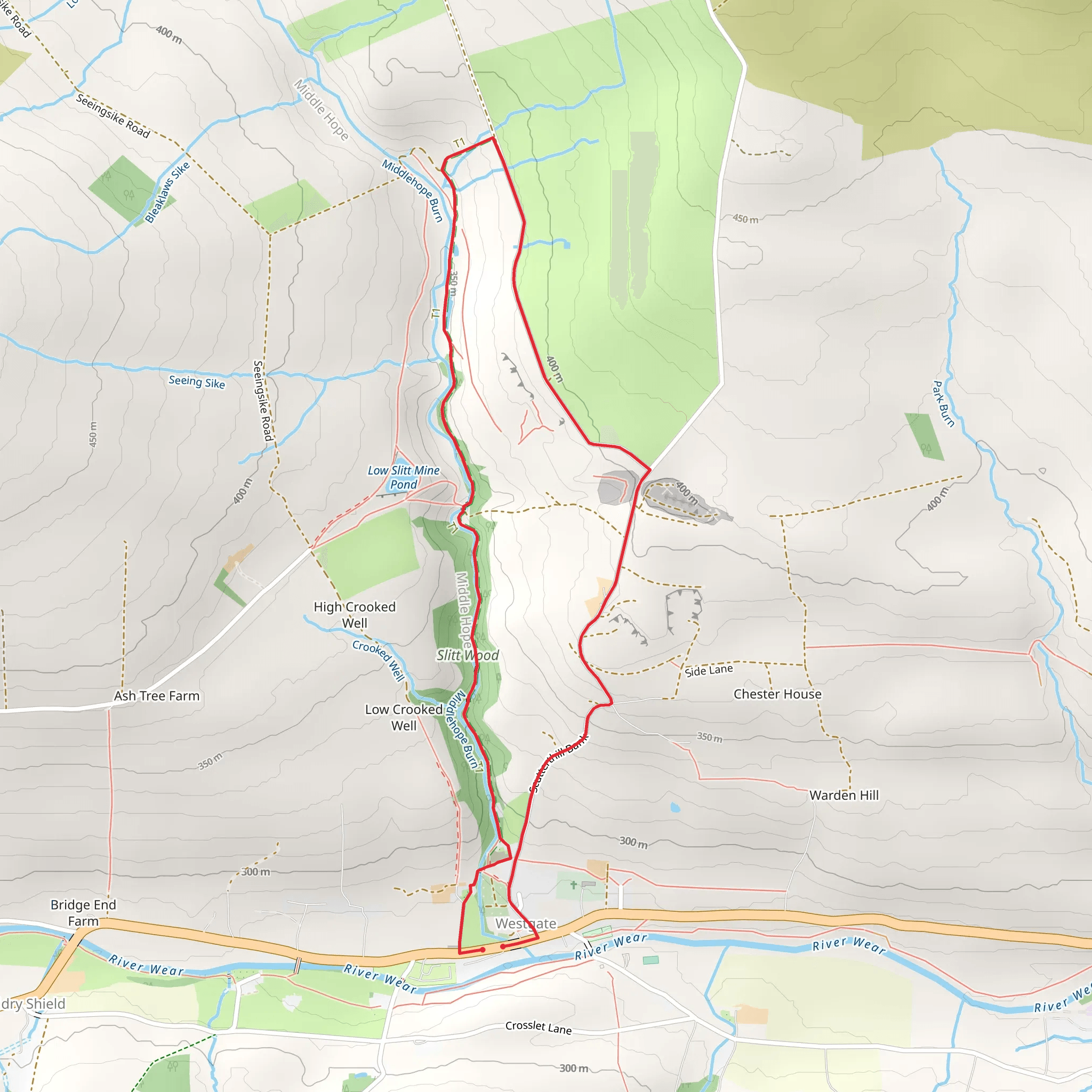 Slitt Wood and Westgate Loop mobile static map