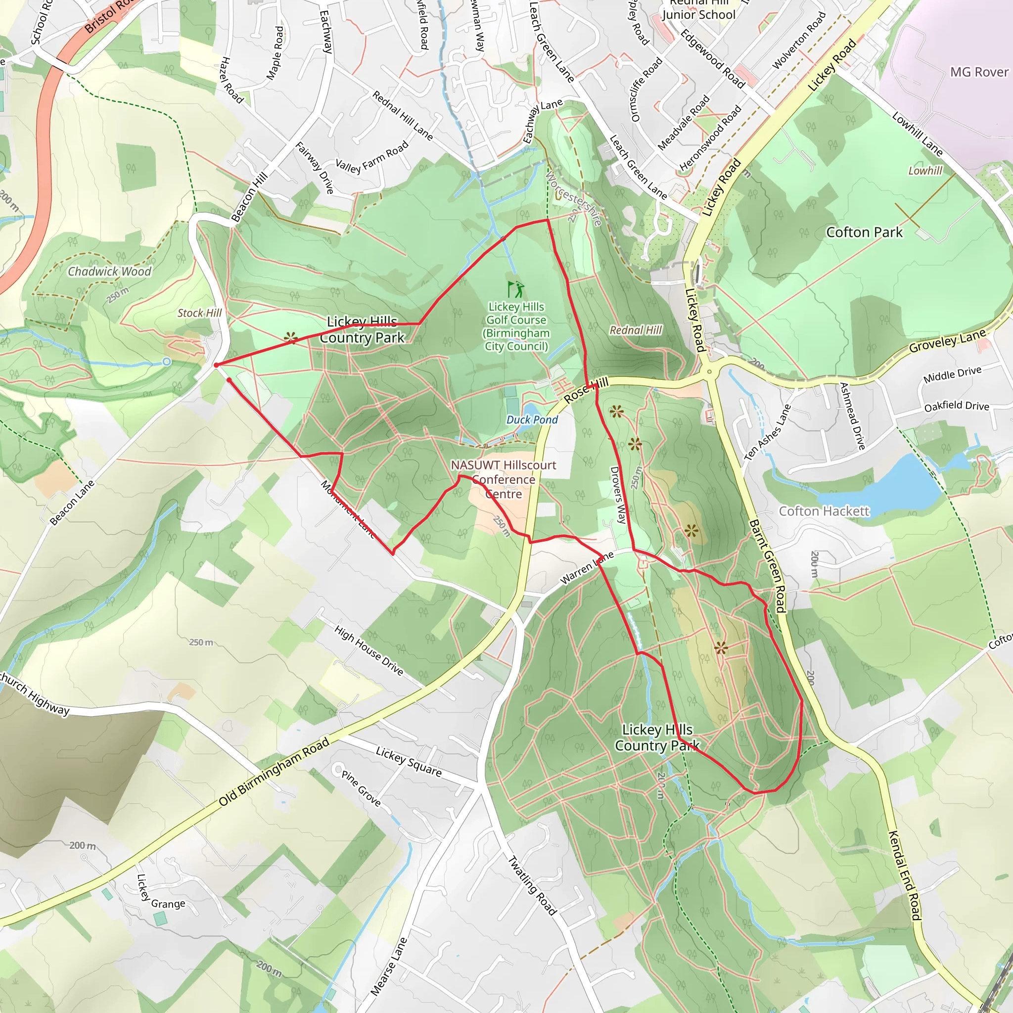 Lickey Hills Country Park Loop mobile static map