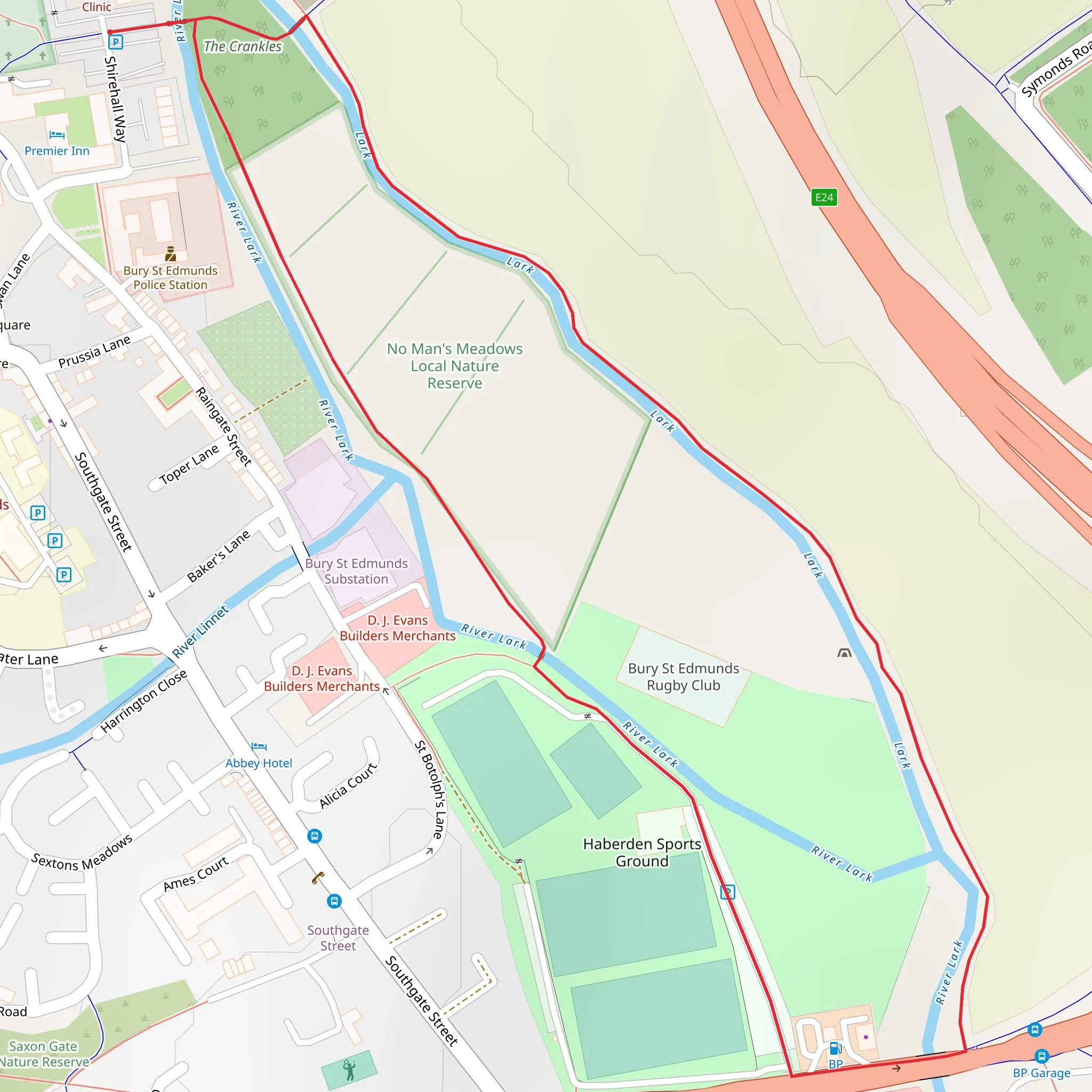 No Man's Meadows Local Nature Reserve Loop mobile static map