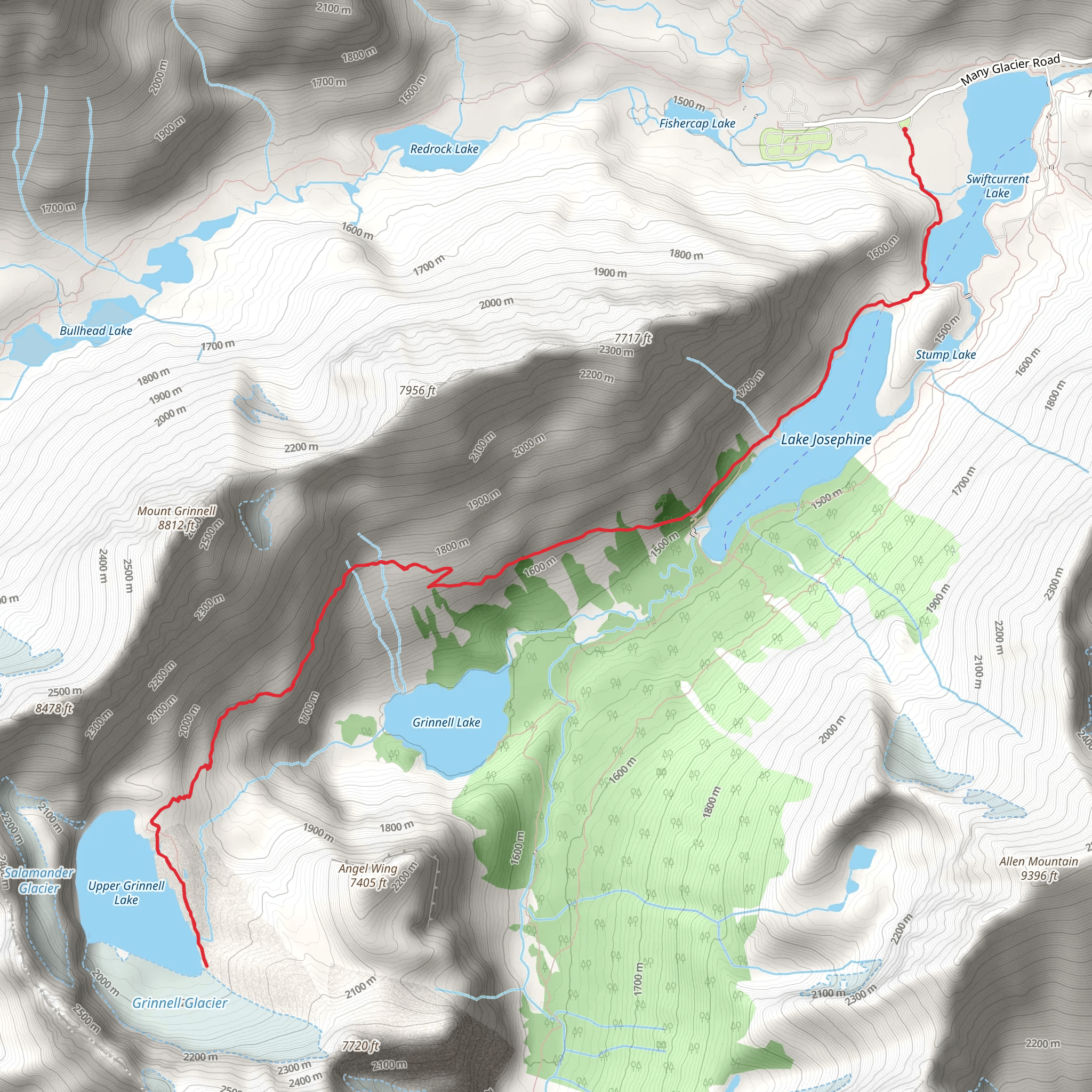 Grinnell Glacier Trail mobile static map