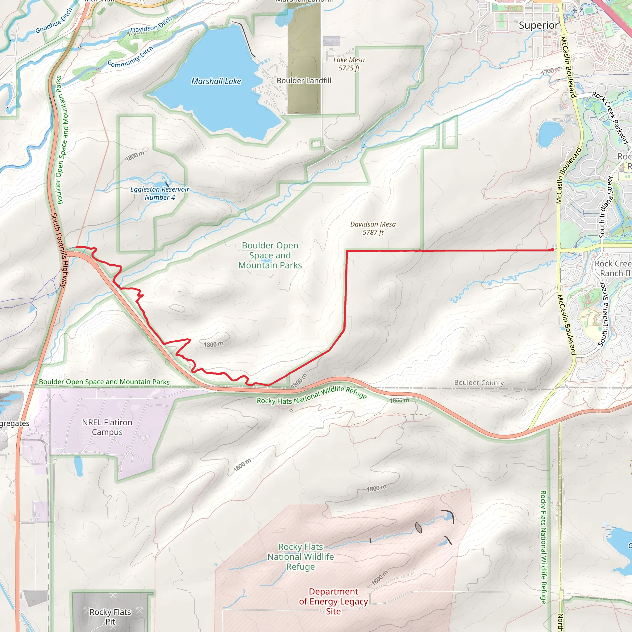Coalton Trail and High Plains Trail mobile static map