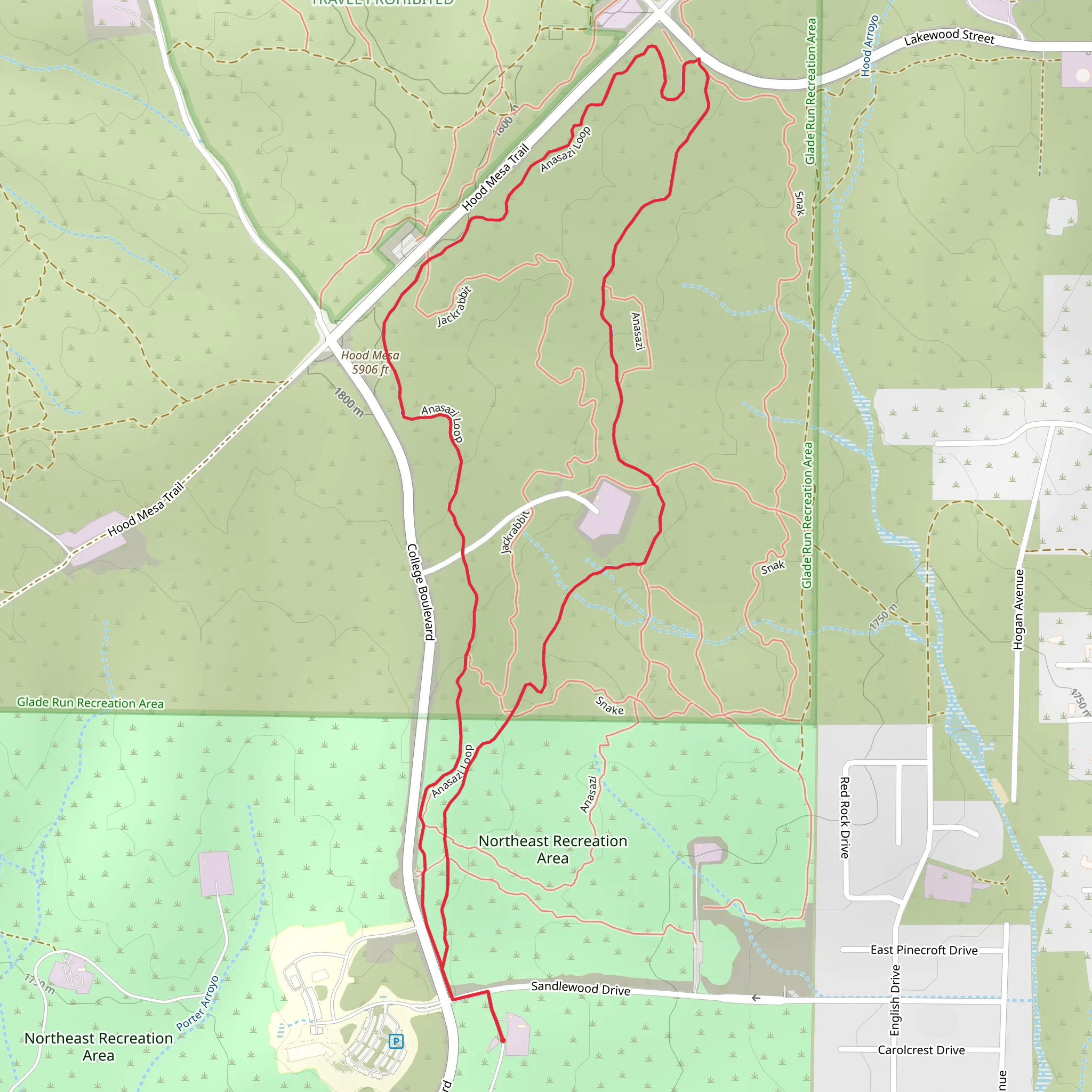 Northeast Recreation Area Loop - North mobile static map