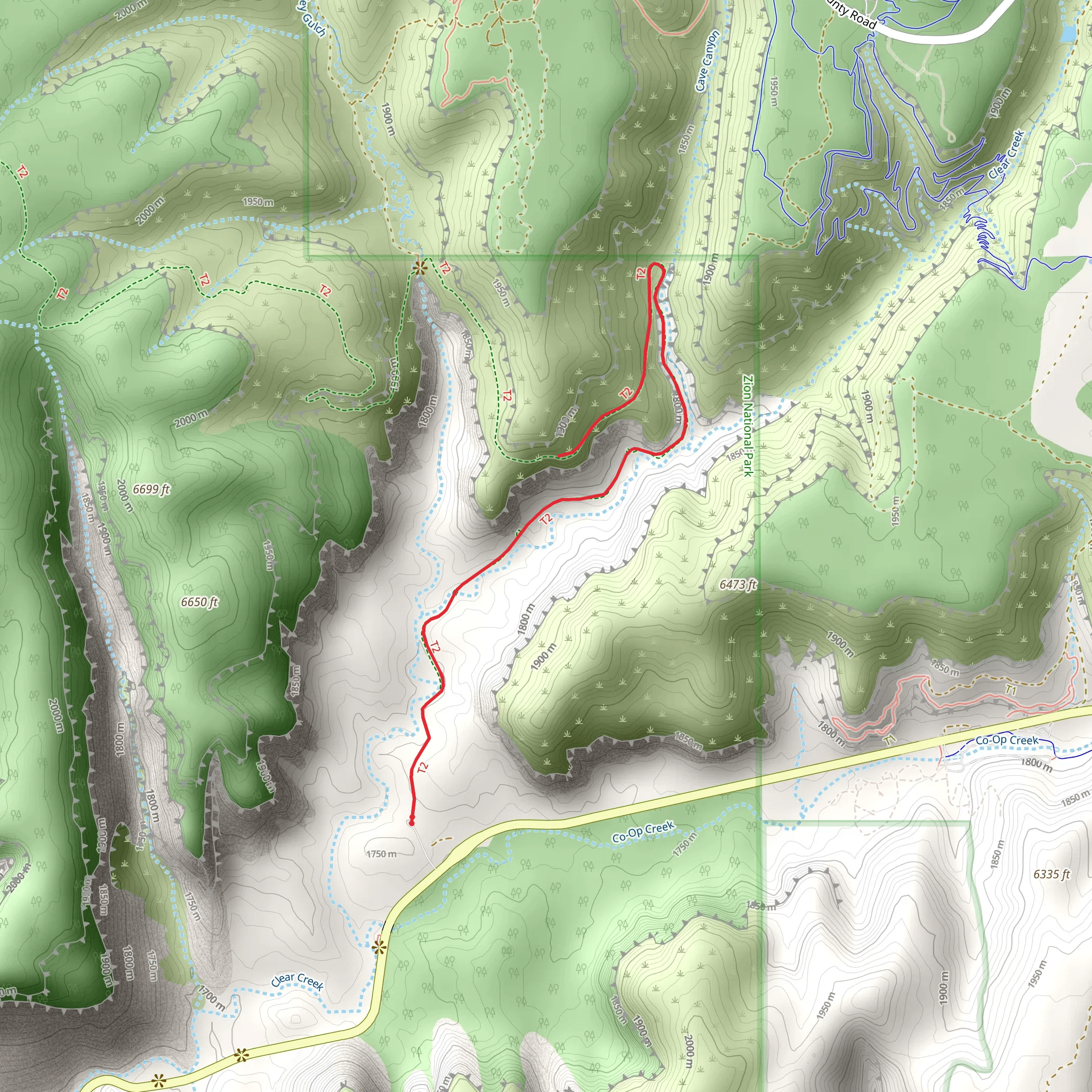East Rim Trail and Cave canyon mobile static map