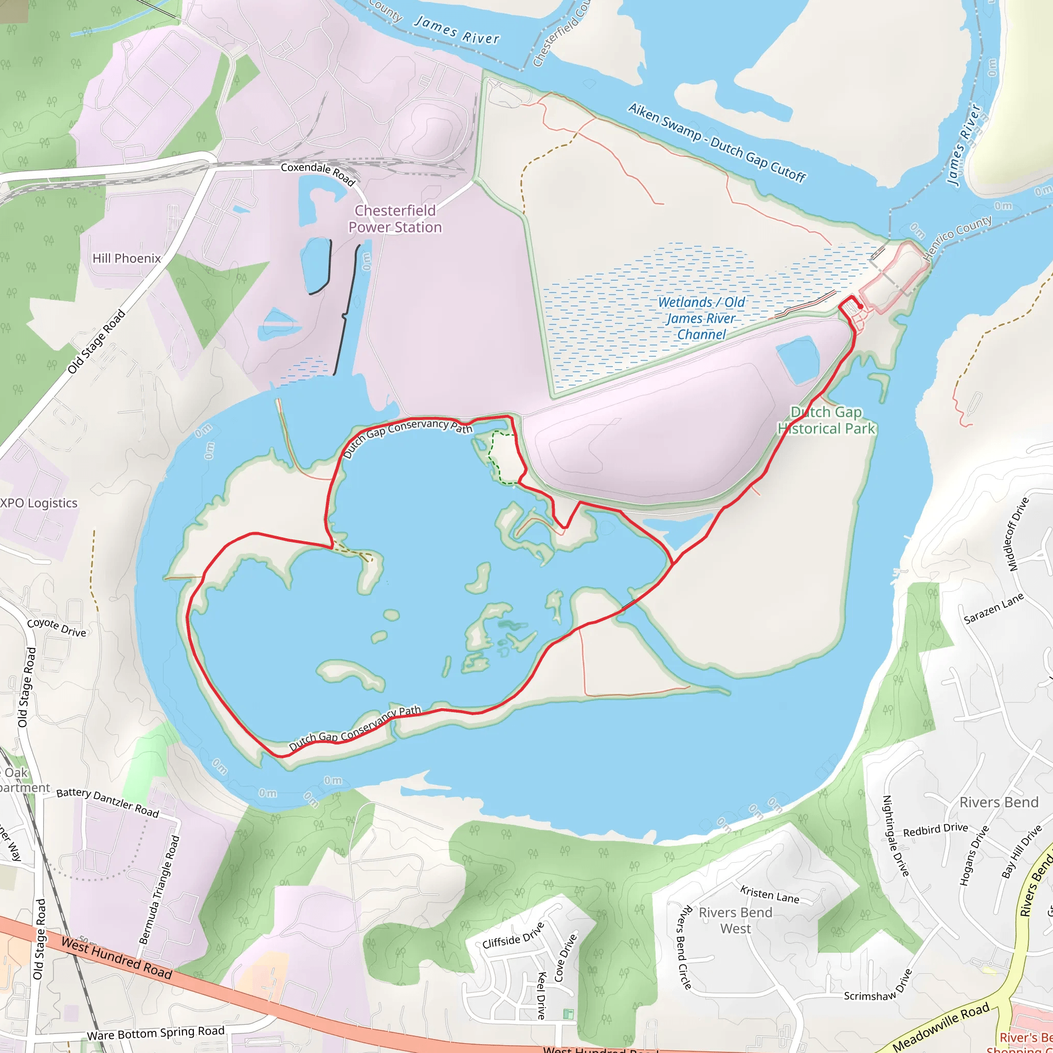 Dutch Gap Historical Park Loop mobile static map