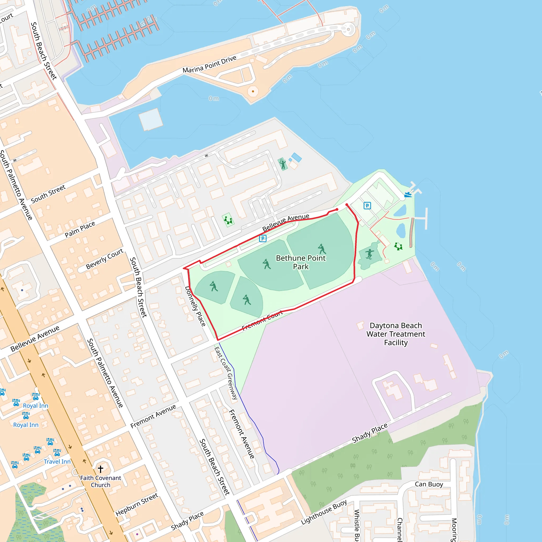 East Coast Greenway in Bethune Point Park Loop mobile static map