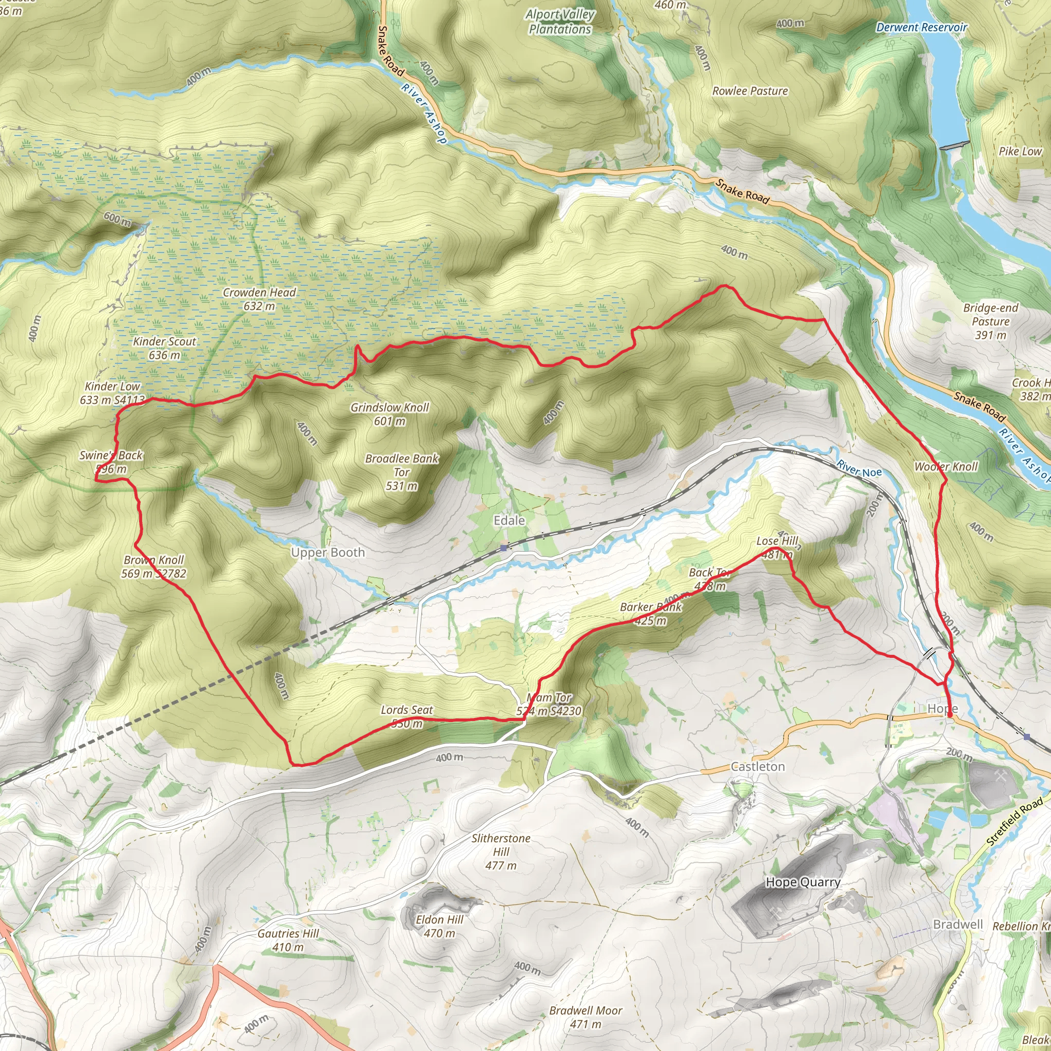 Brown Knoll and Swine's Back Loop from Hope mobile static map