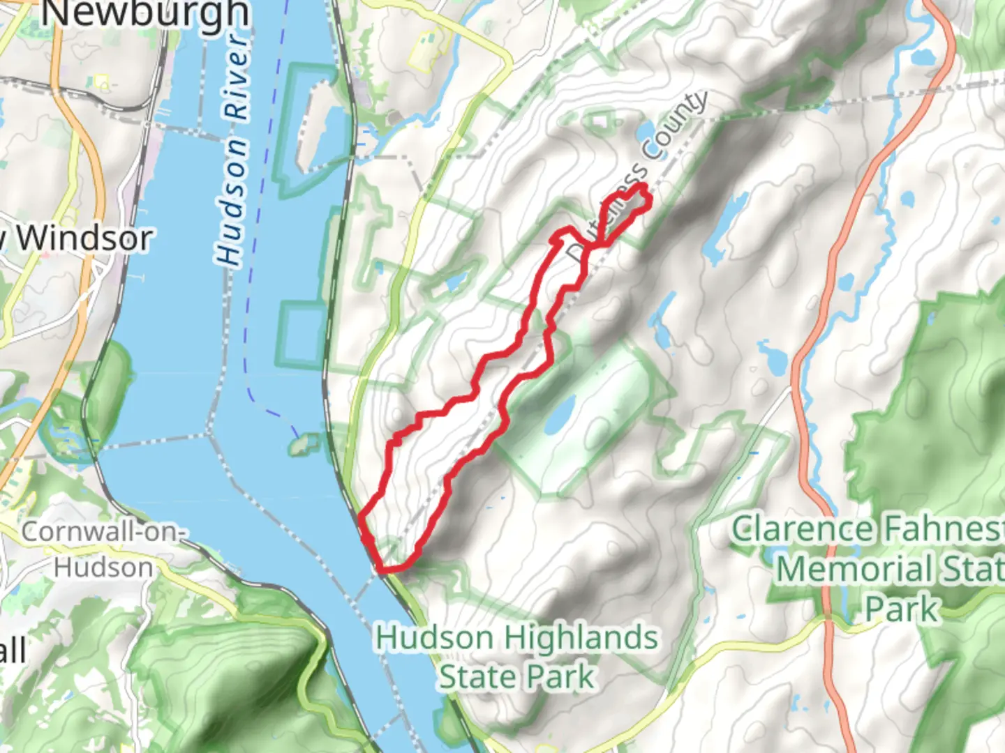 An image depicting the trail Breakneck Ridge and South Beacon Mountain from Notch Trail and Wilkinson Memorial Trail and its surrounding area.