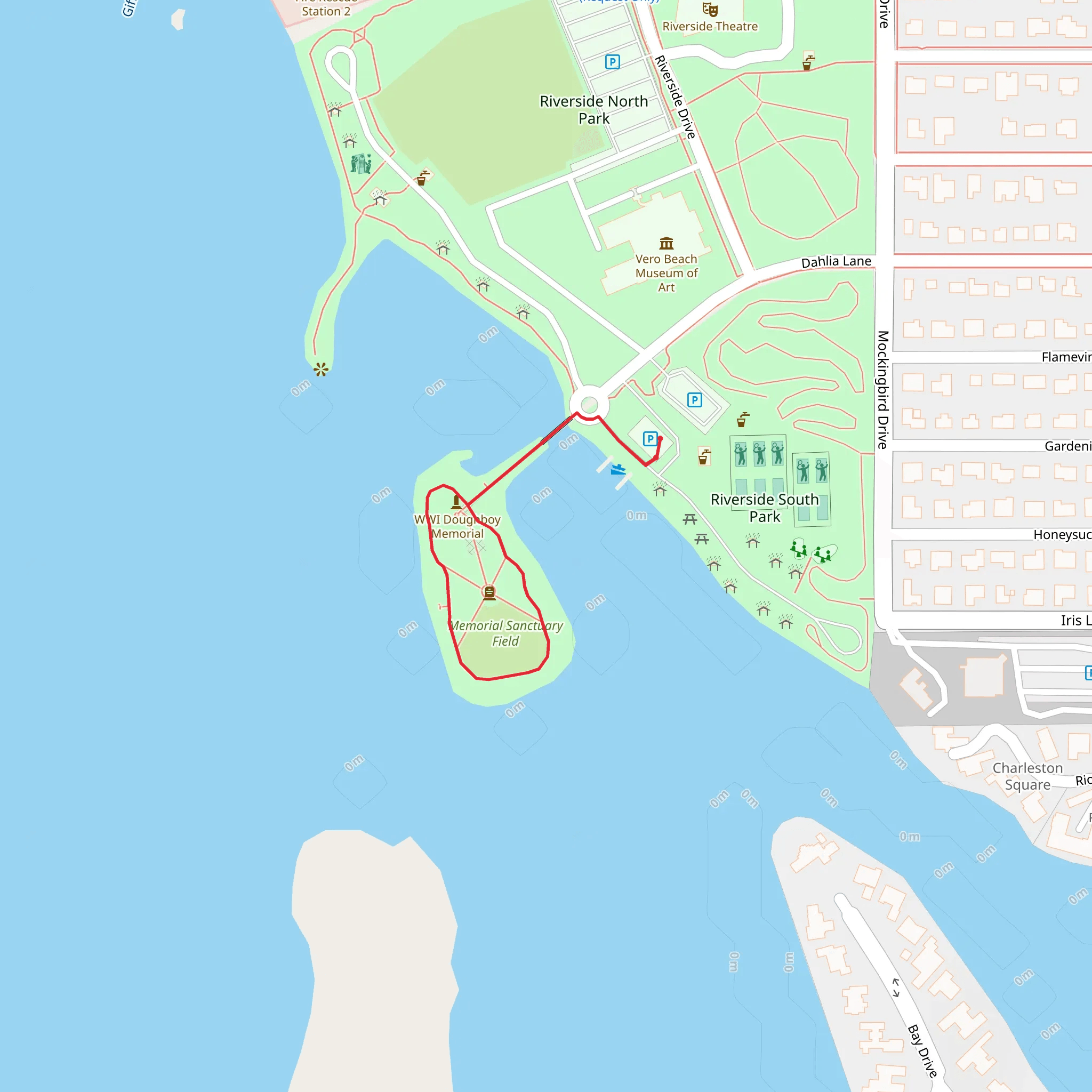 Veteran's Memorial Island Sanctuary Loop mobile static map