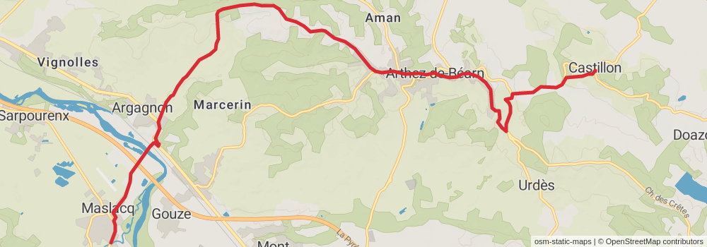 Camino Strasbourg-Saint Jean Pied de Port via Le Puy stage 79 Map