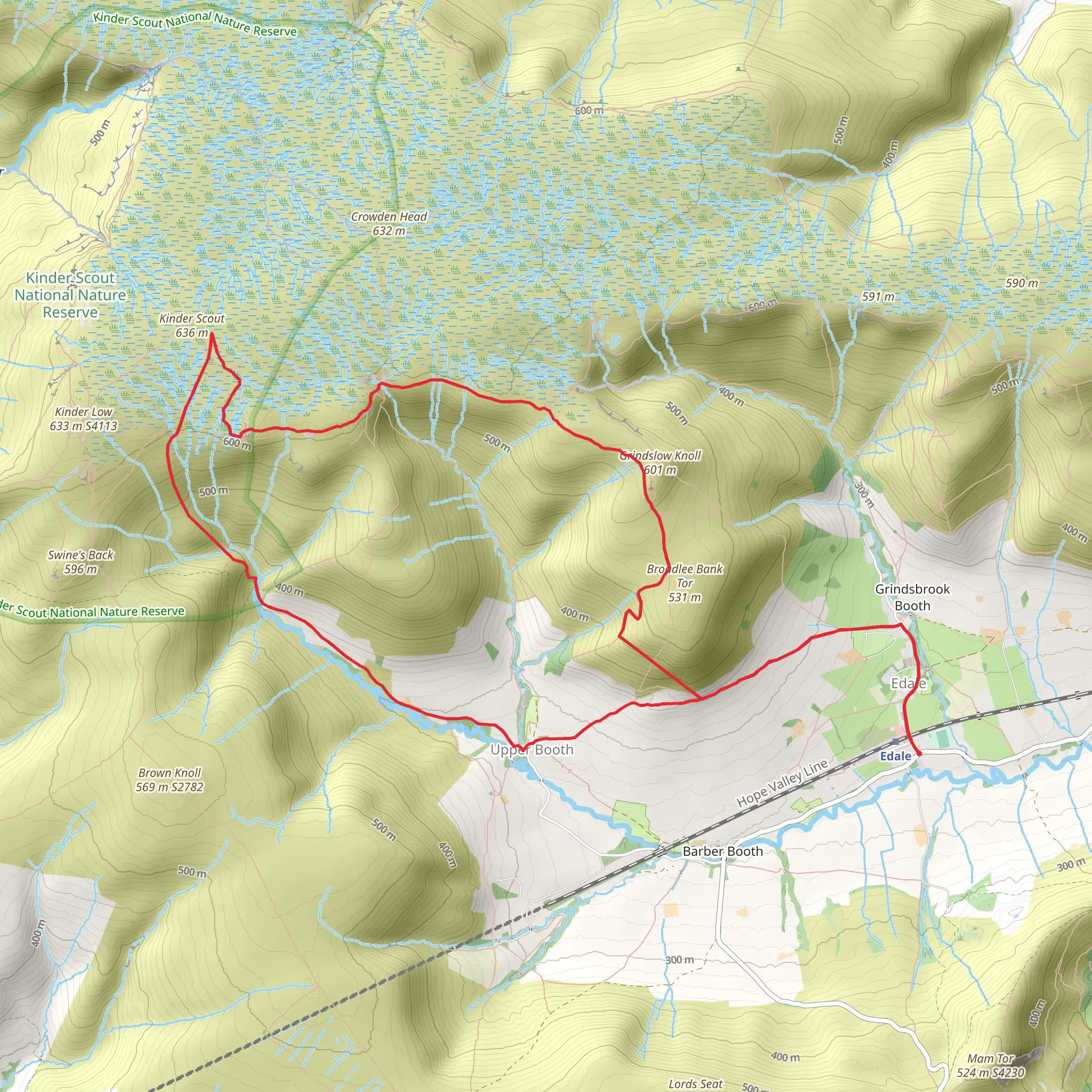 The Summit of Kinder Scout via The Cloughs mobile static map