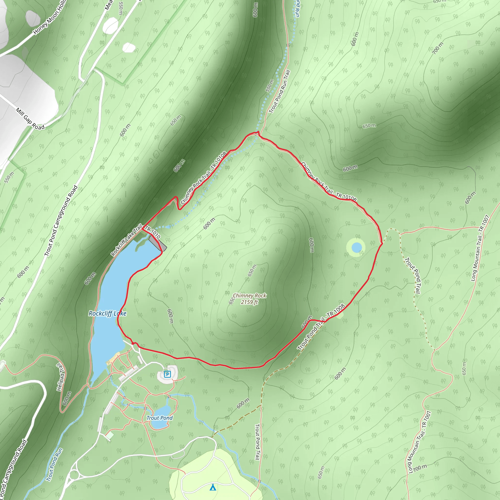 Chimney Rock Loop Trail via Rockcliff Lake Trail mobile static map