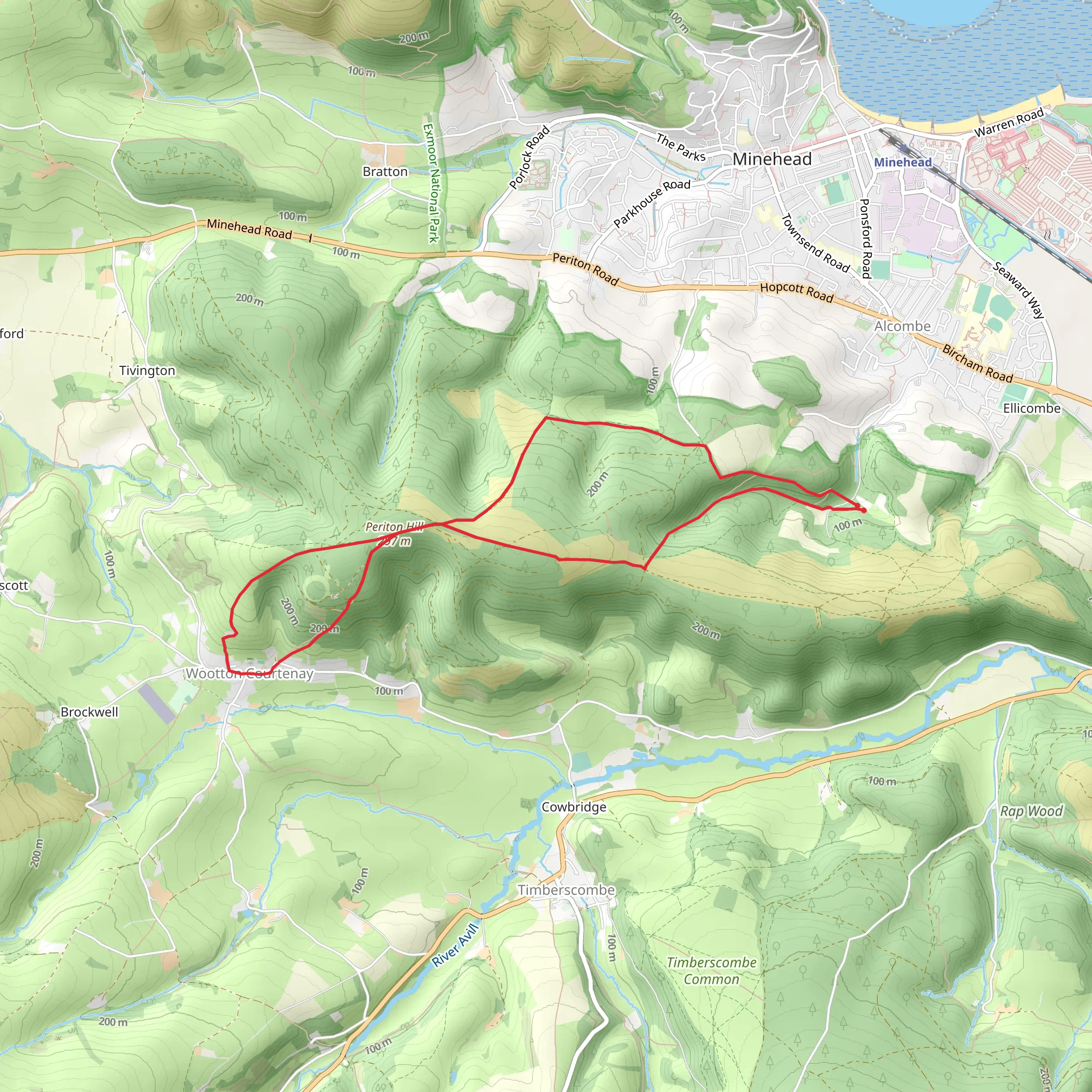 Minehead YHA - Wootton Courtenay Walk mobile static map