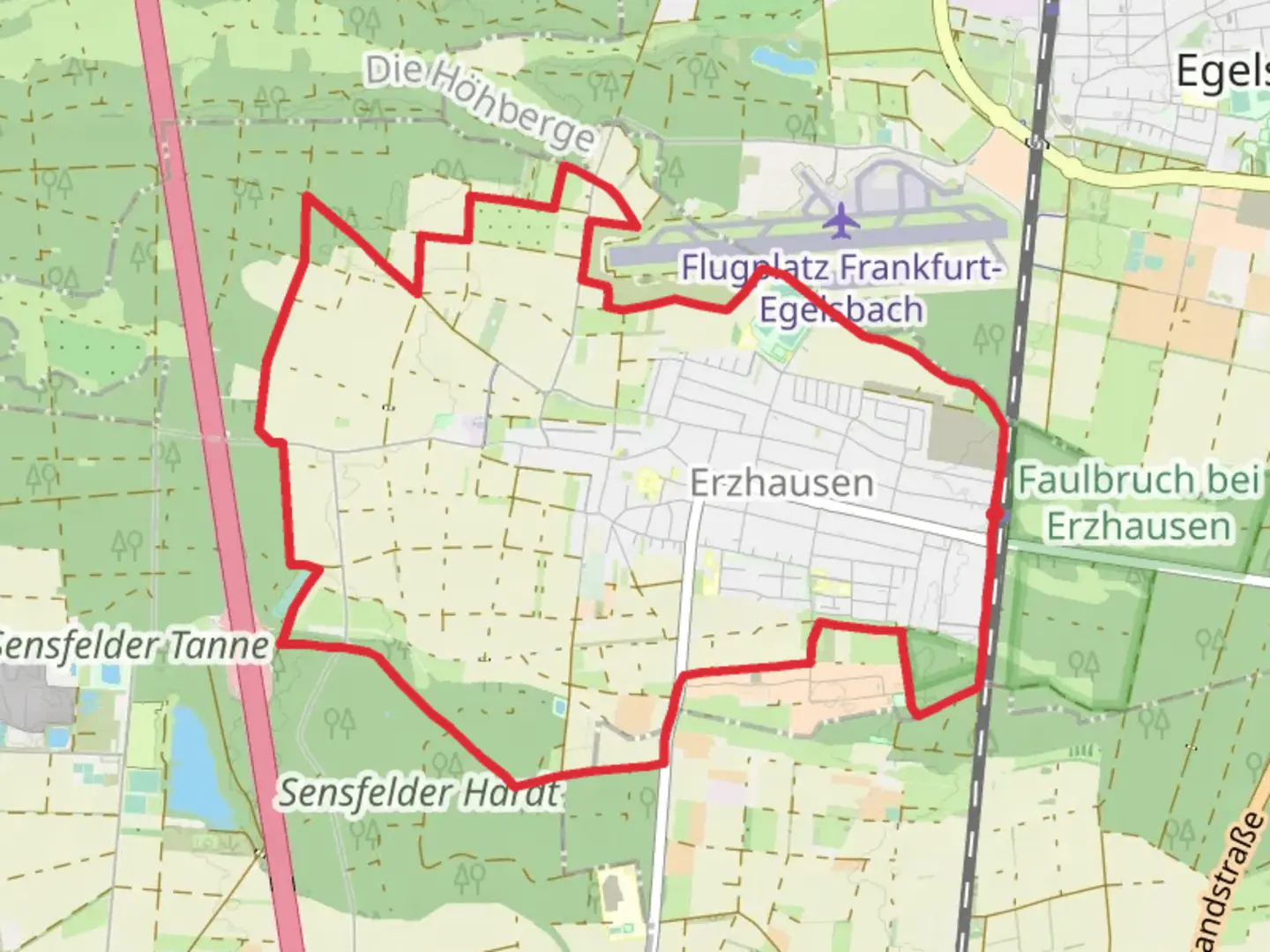 An image depicting the trail Runswanderweg Erzhausen and its surrounding area.