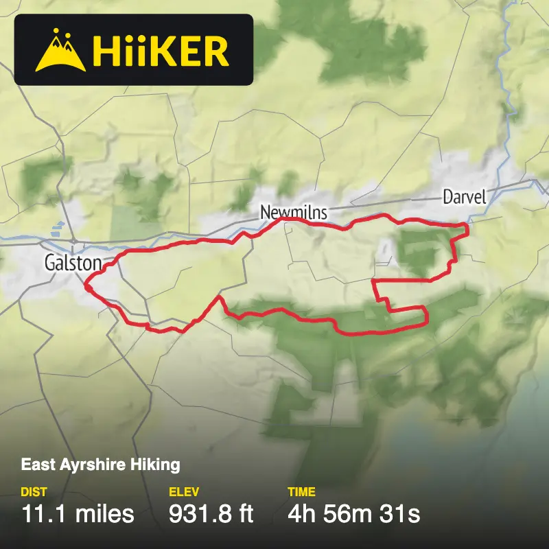 A map preview of the recording Galston high wood walk. .