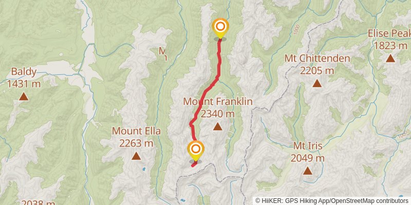 Nelson Lakes - Robert Ridge - Travers Sabine Circuit - Blue lakes - WAIAU Pass stage 5 Map