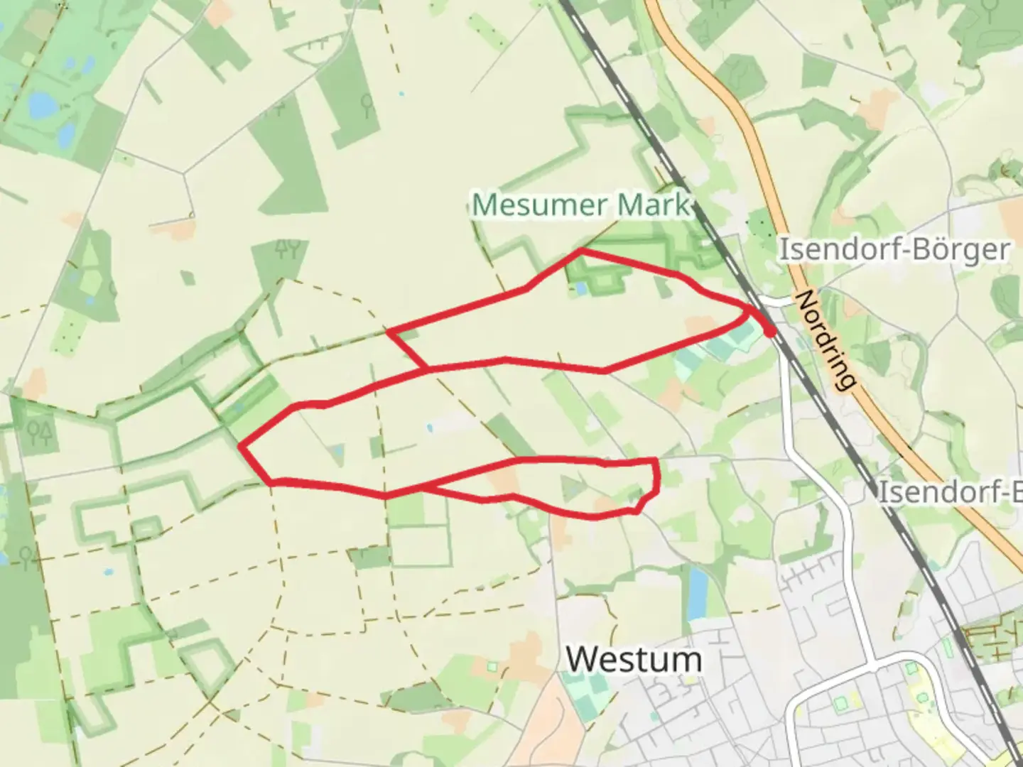 An image depicting the trail Hauptplatz Loop and its surrounding area.