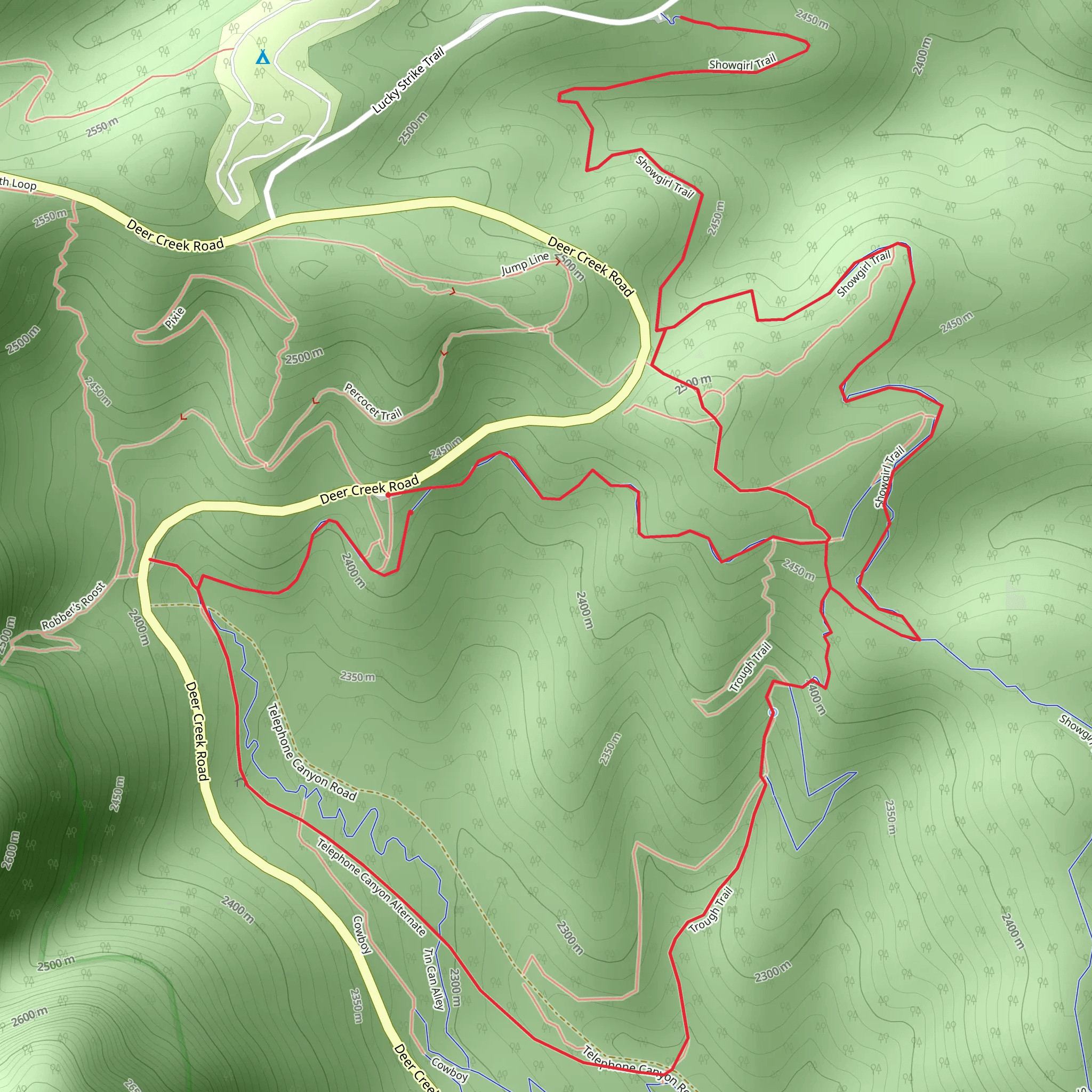 Showgirl and Trough Loop Trail mobile static map