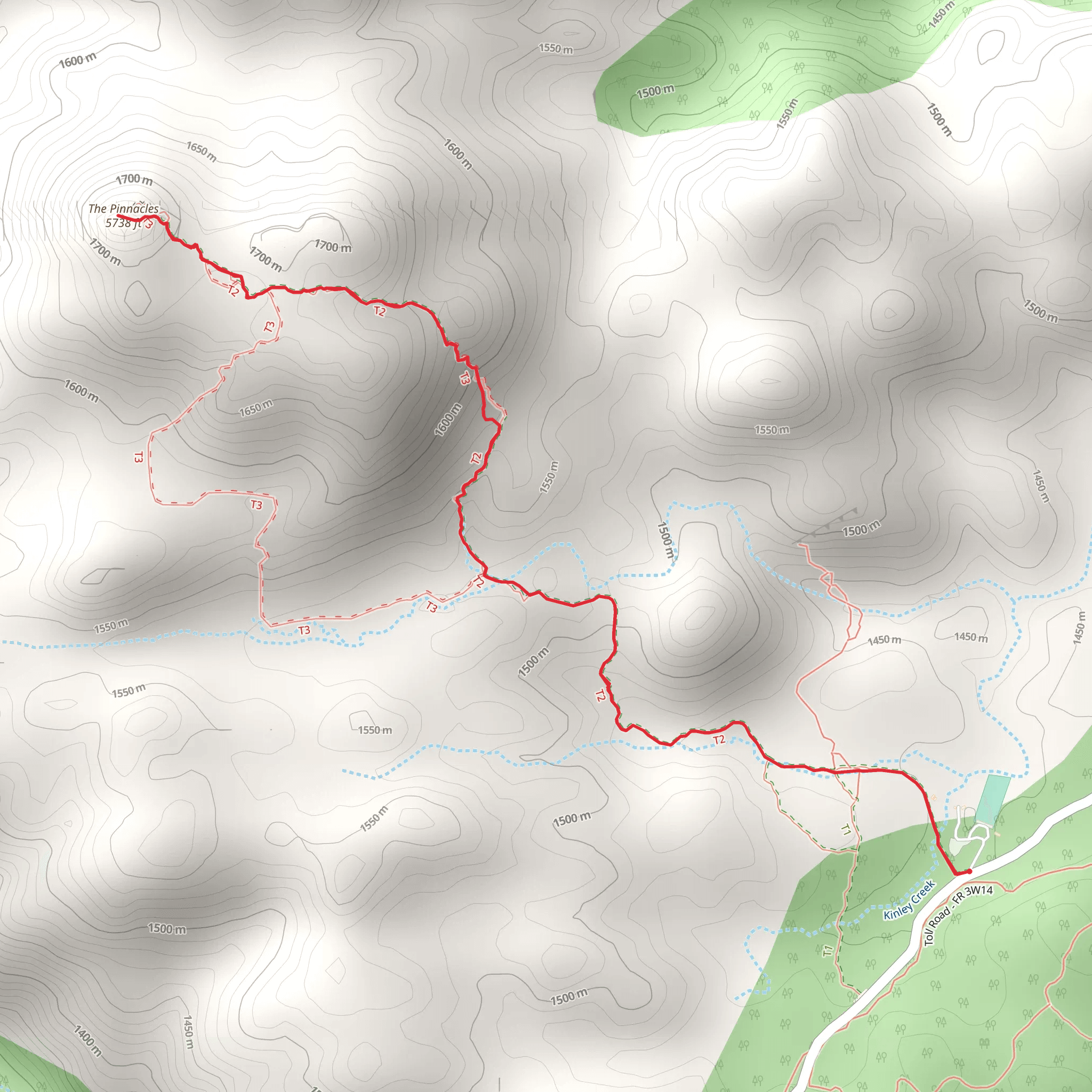 The Pinnacles from Kinley Creek mobile static map