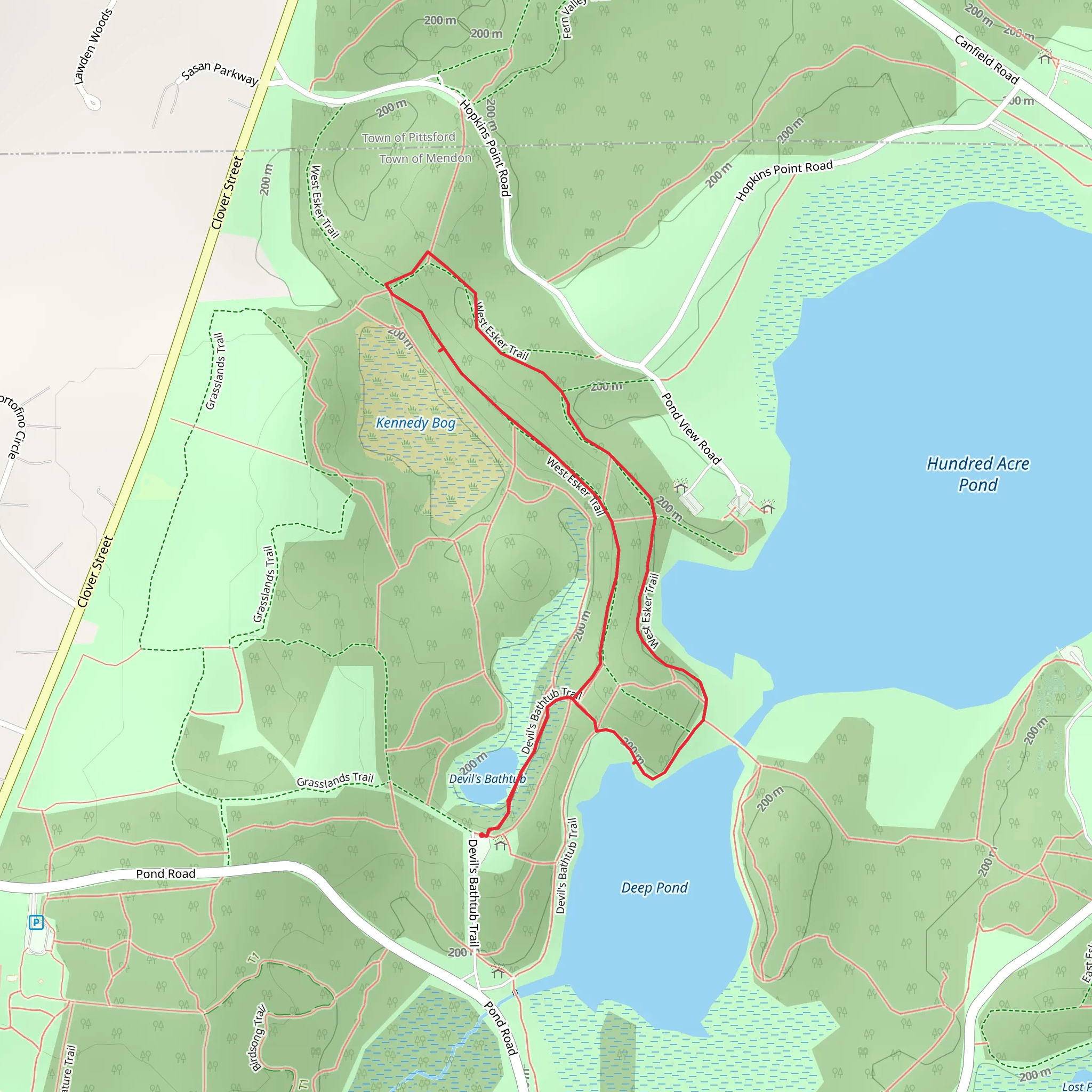 Hundred Acre Pond Loop mobile static map