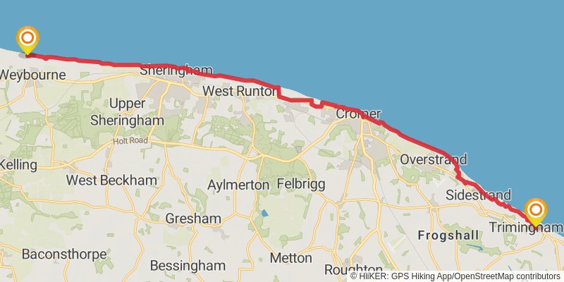 England Coast Path - Sea Palling to Weybourne stage 2 Map
