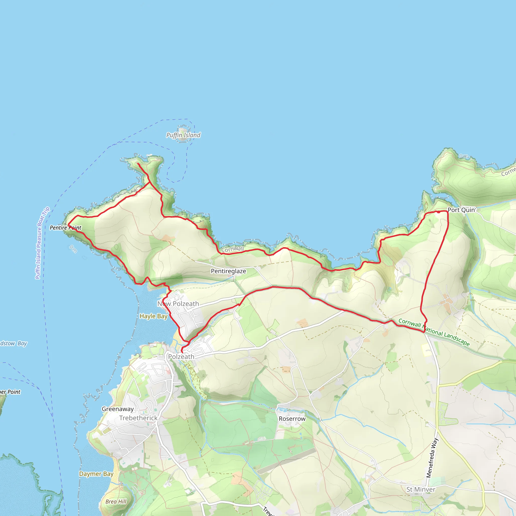 Lundy Bay, Pentire Point, Pentire Haven and Porteath Bee Centre Loop mobile static map