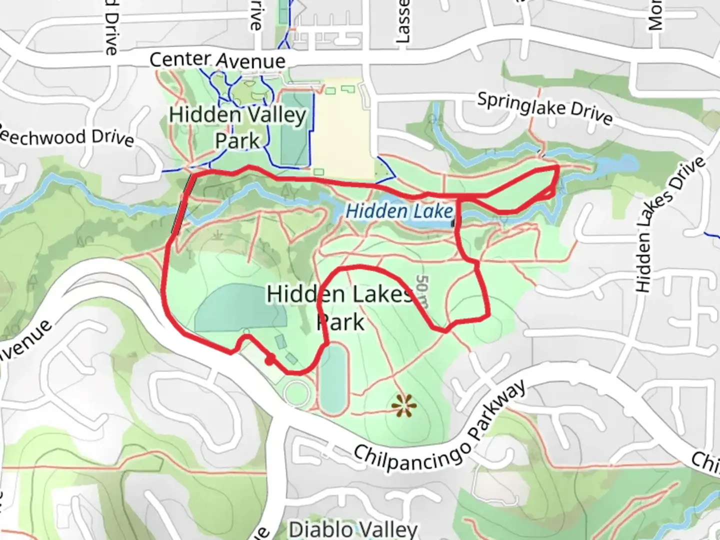 An image depicting the trail Hidden Lake Park Loop - North and its surrounding area.