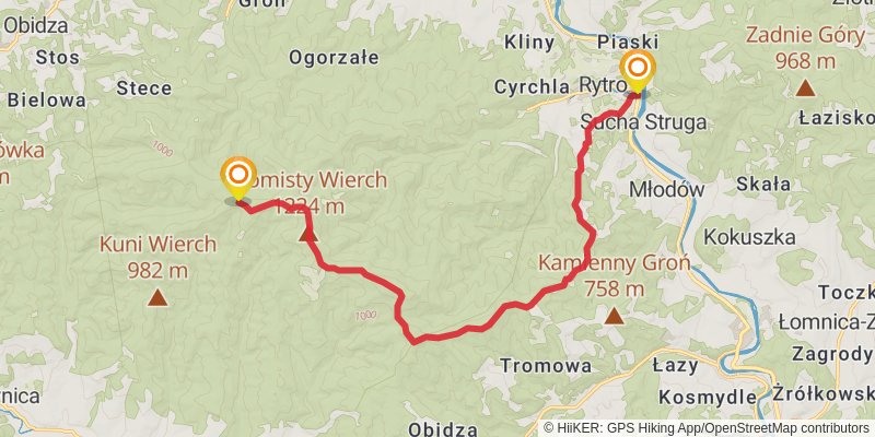 Main Beskid Trail stage 14 Map