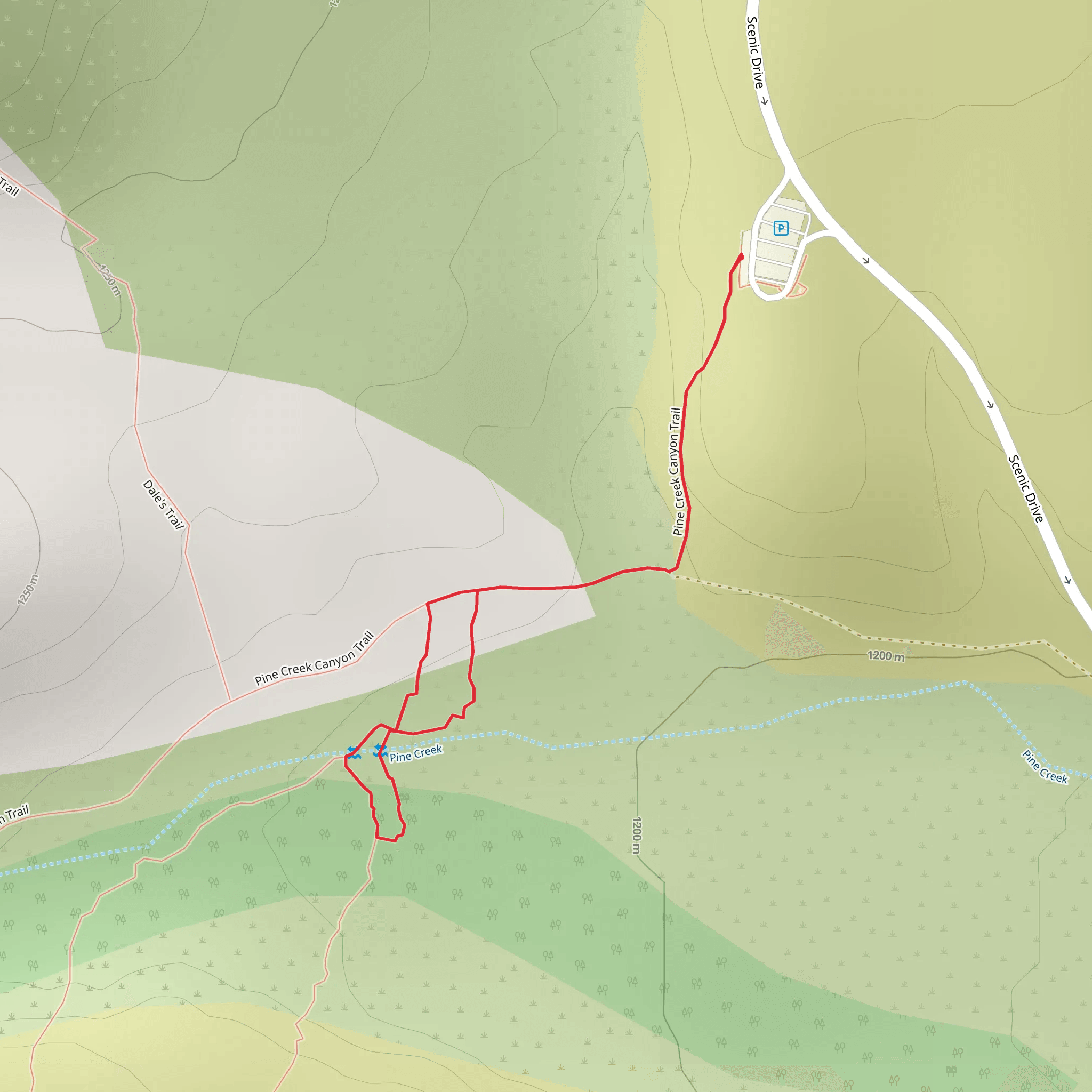 Fire Ecology Loop Trail via Pine Creek Trail mobile static map