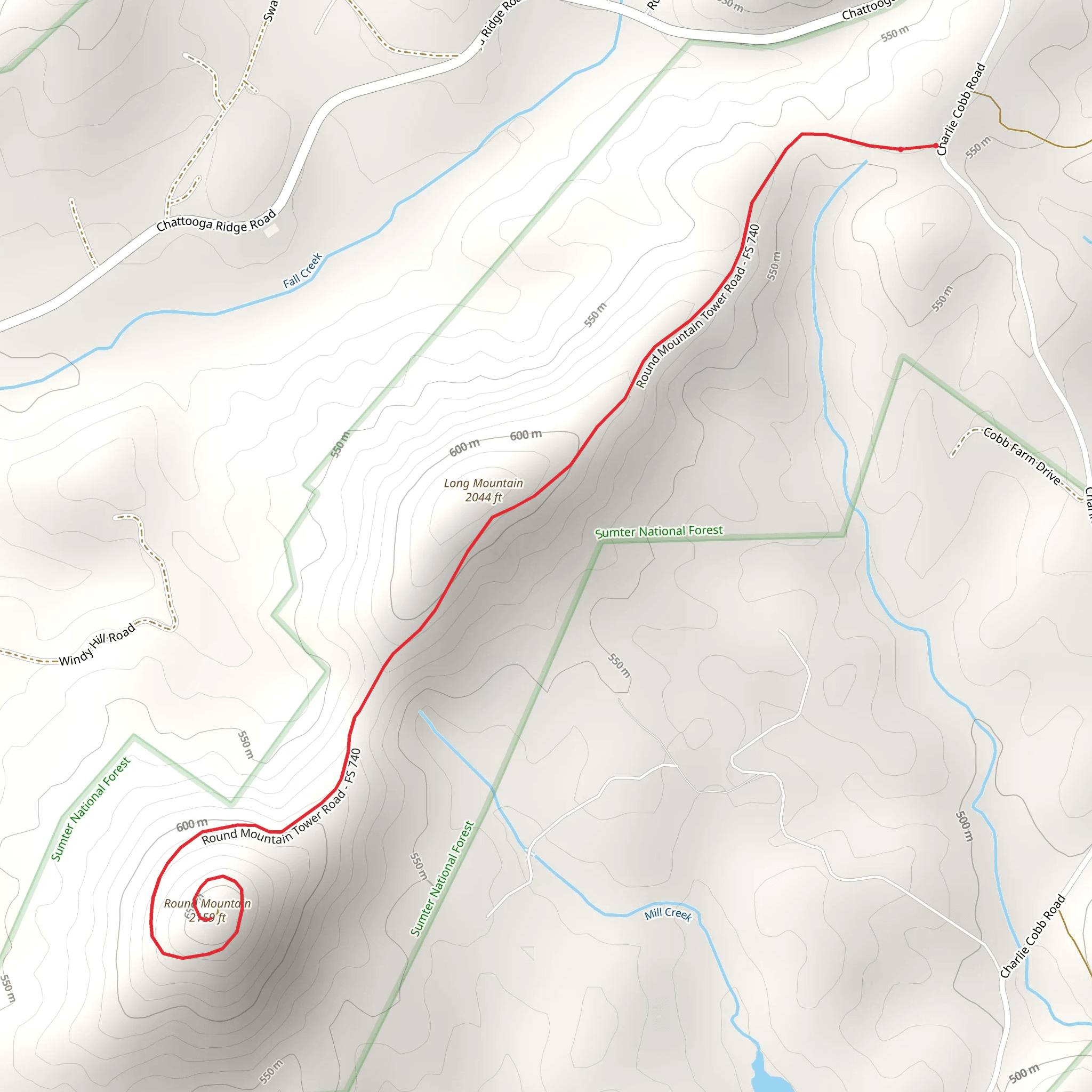 Long Mountain and Round Mountain mobile static map